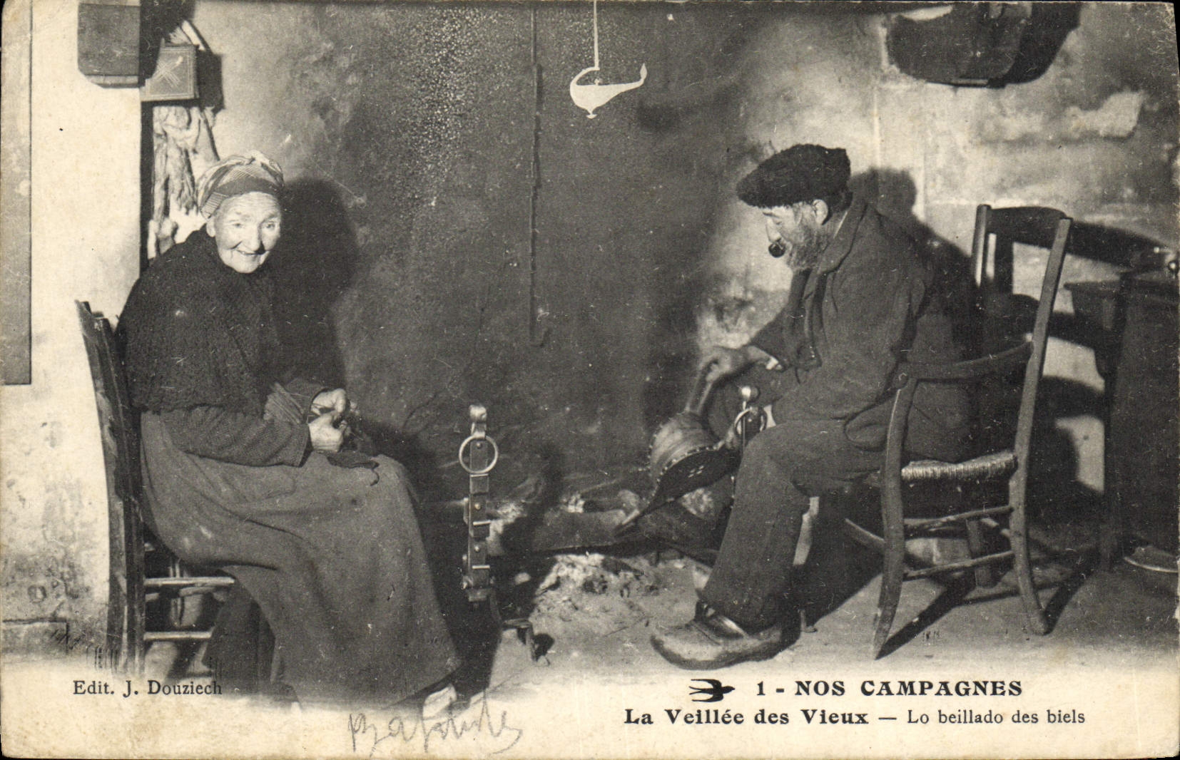 CPA Folklore La veillee des Vieux 