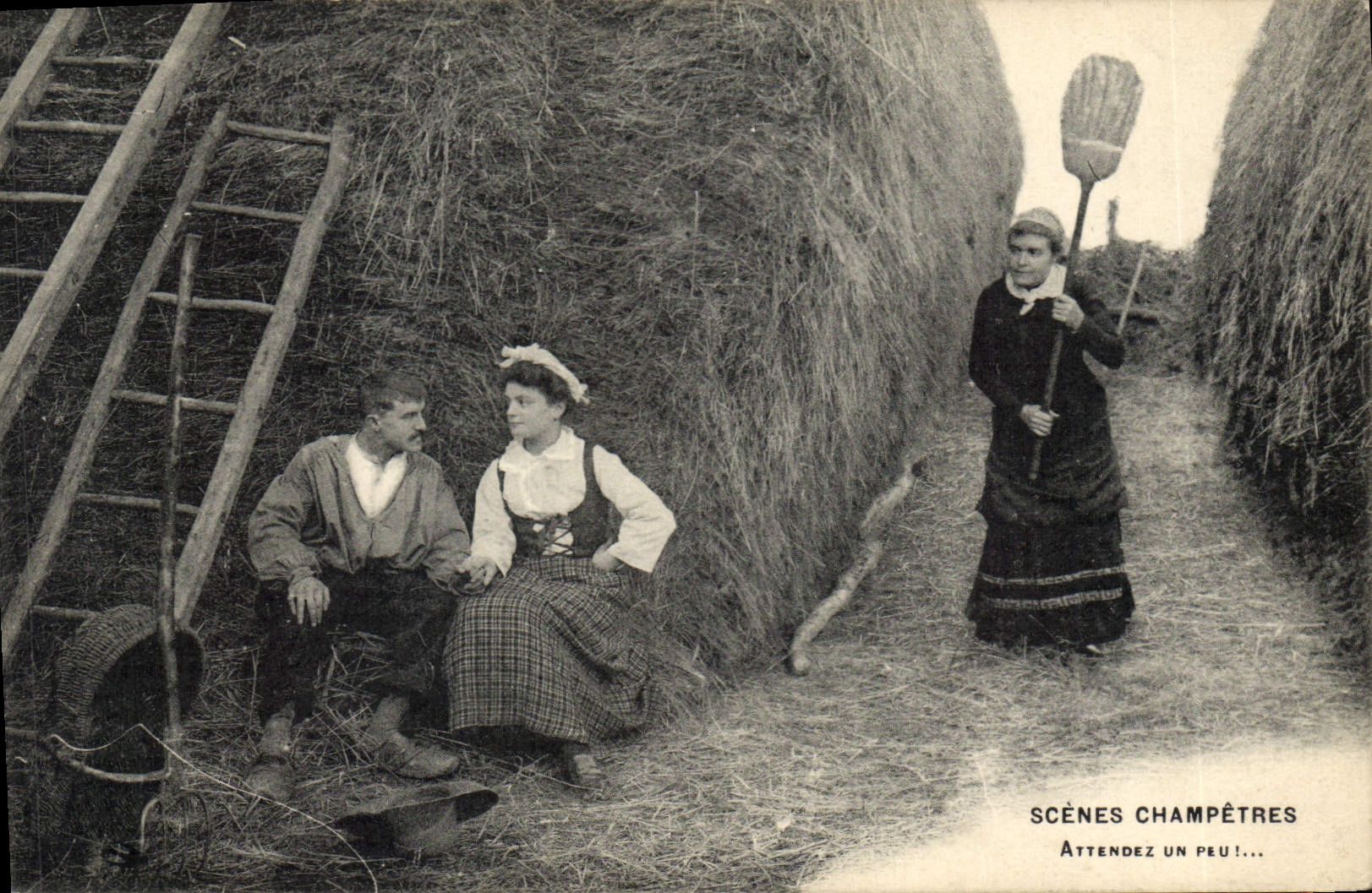 CPA Folklore Attendez un peu ! Femme 