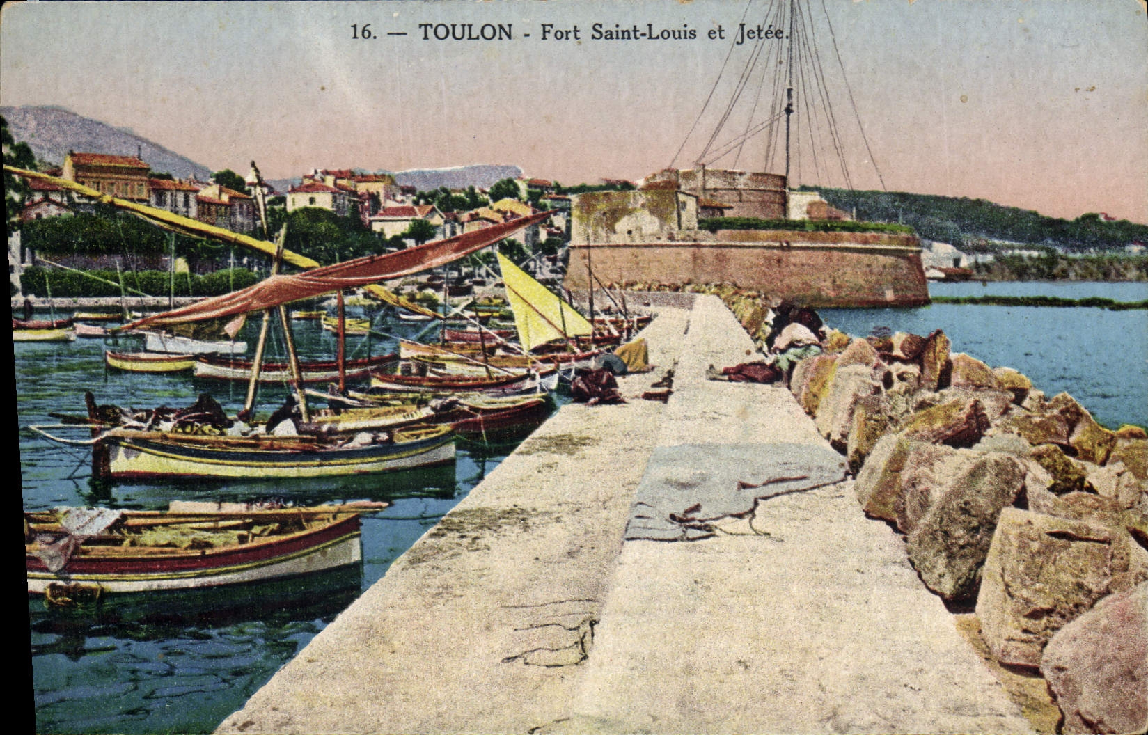 CPA Bateau Peche Toulon Fort Saint Louis et jetee