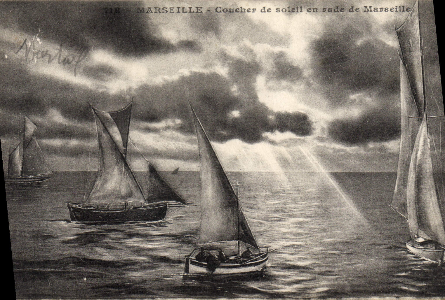 CPA Bateau Peche Marseille Coucher de soleil en rade de Marseille
