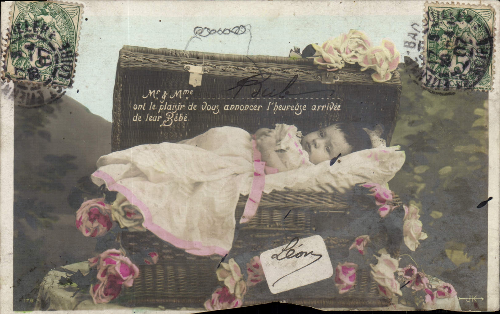 VINTAGE POSTCARD Fantasy Child Leon Baby