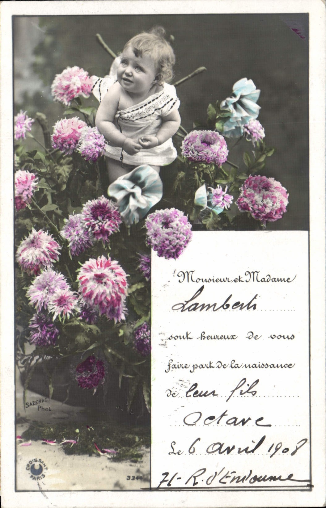 VINTAGE POSTCARD Fantasy Child Baby Lamberti Octave
