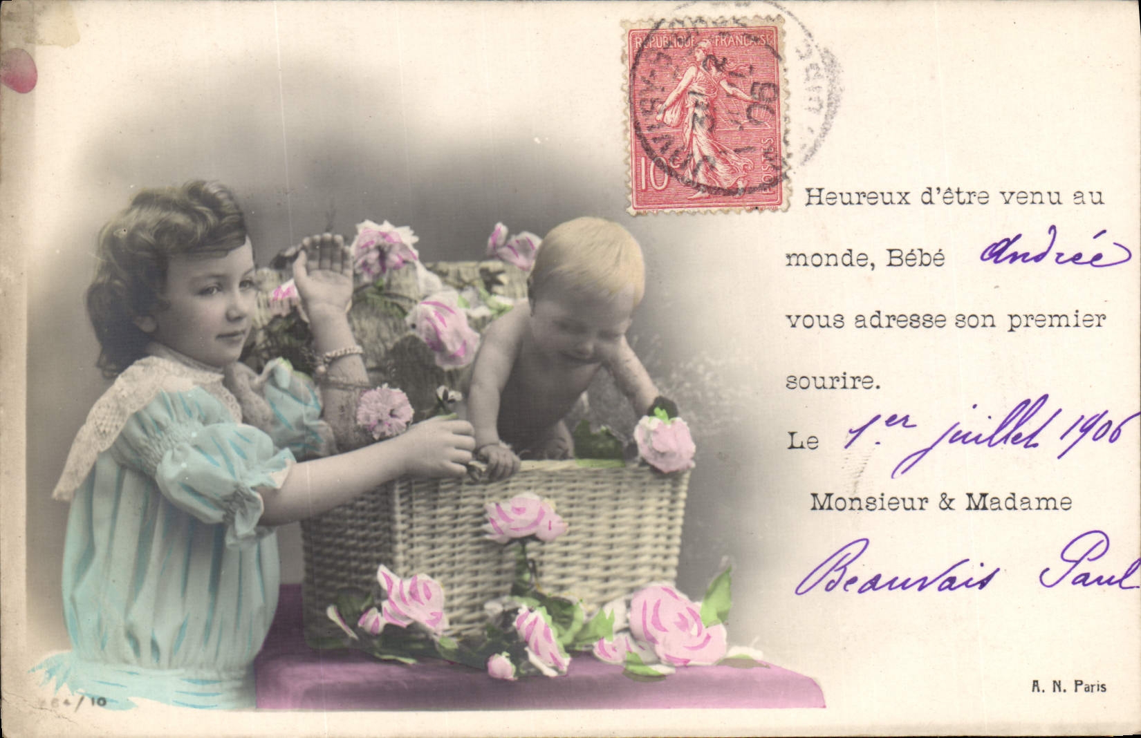 VINTAGE POSTCARD Fantasy Child Baby Andre