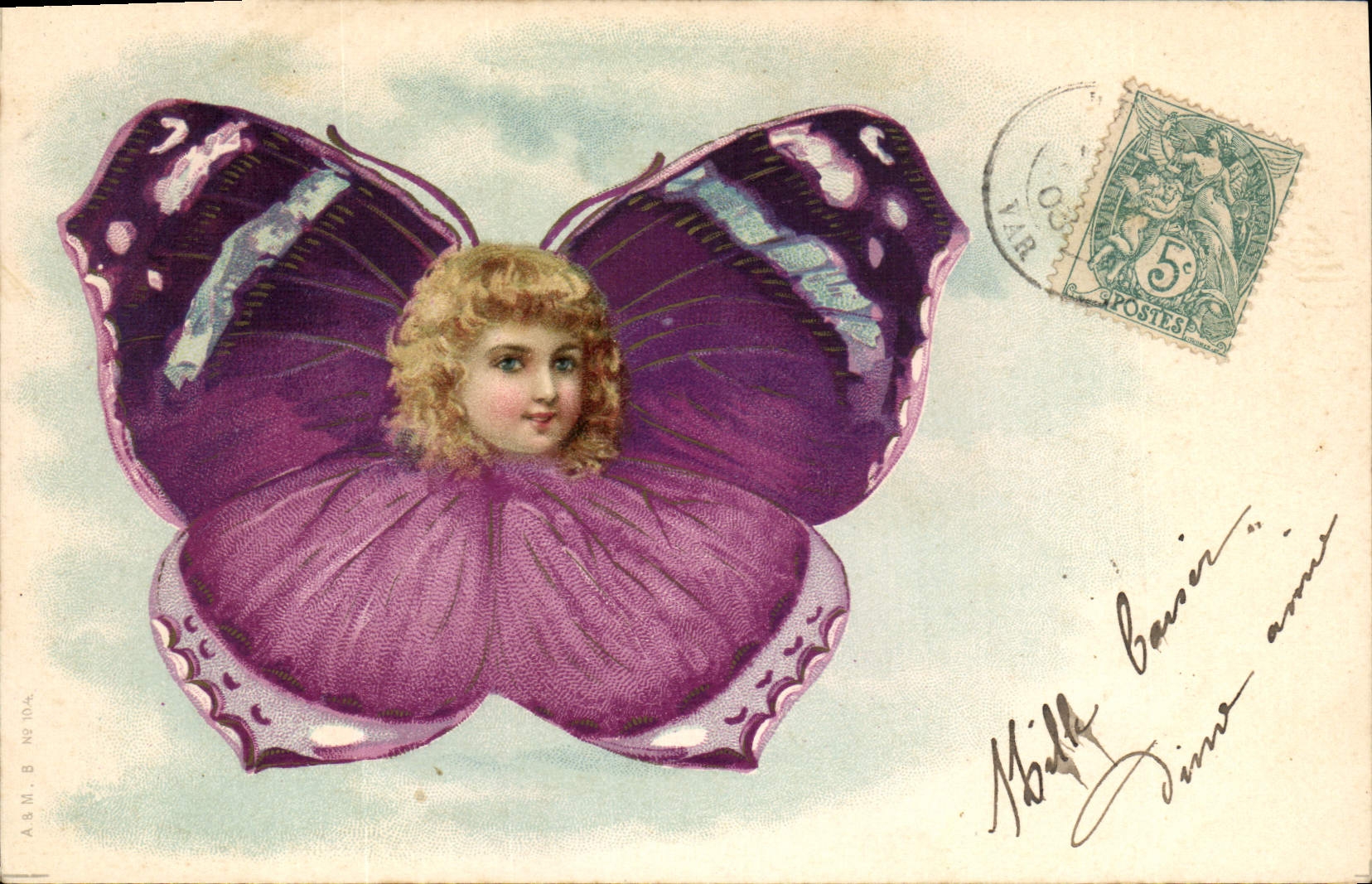 CPA Fantaisie Papillon Enfant
