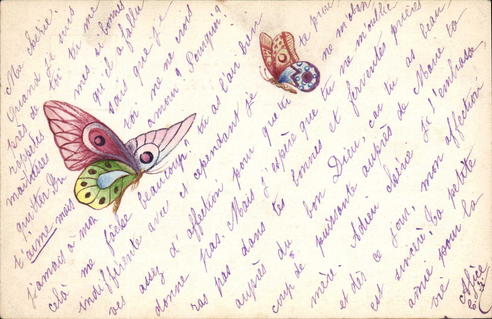 VINTAGE POSTCARD Fantasy Butterfly