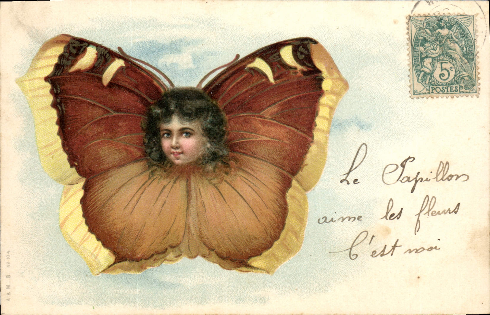 CPA Fantaisie Papillon Enfant