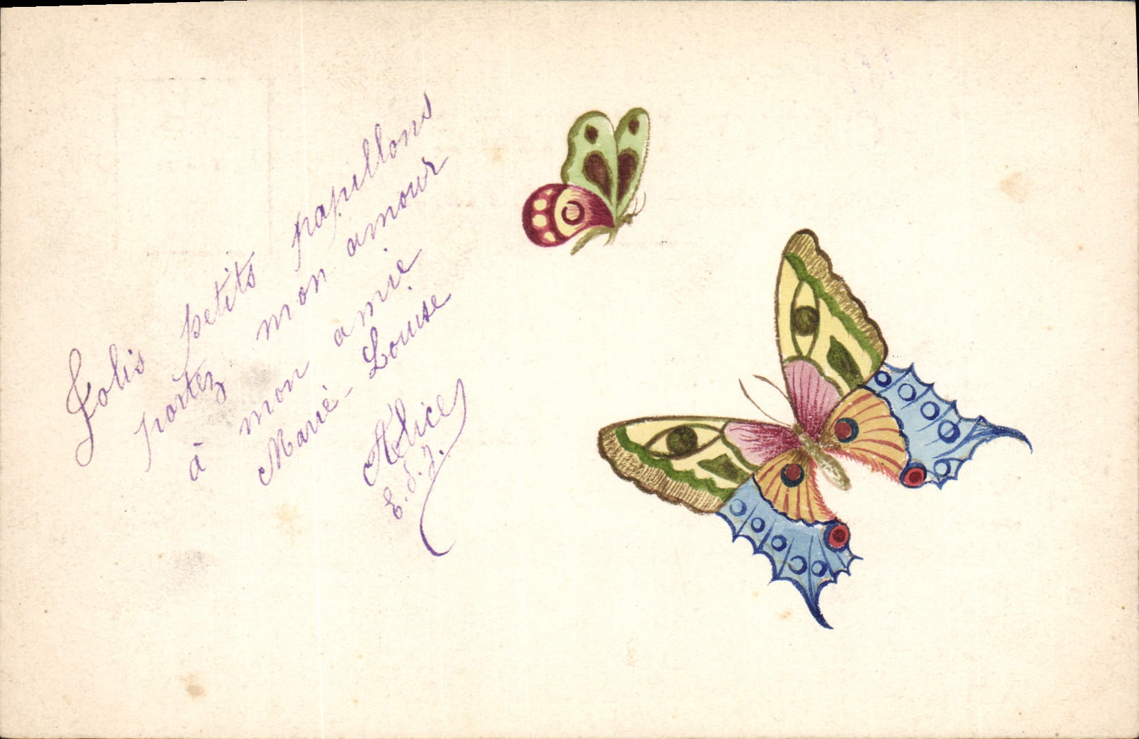 CPA Fantaisie Papillon 