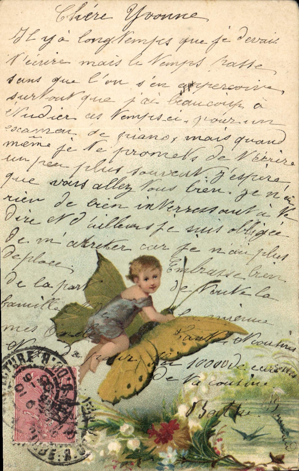 CPA Fantaisie Papillon Enfant