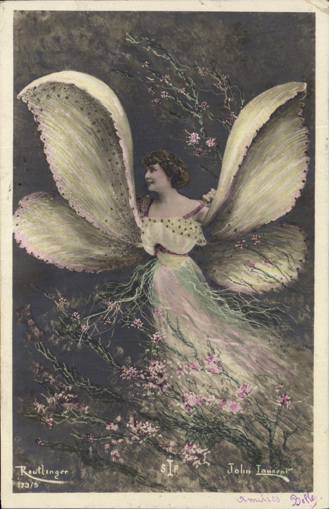 CPA Fantaisie Papillon Femme Reutlinger