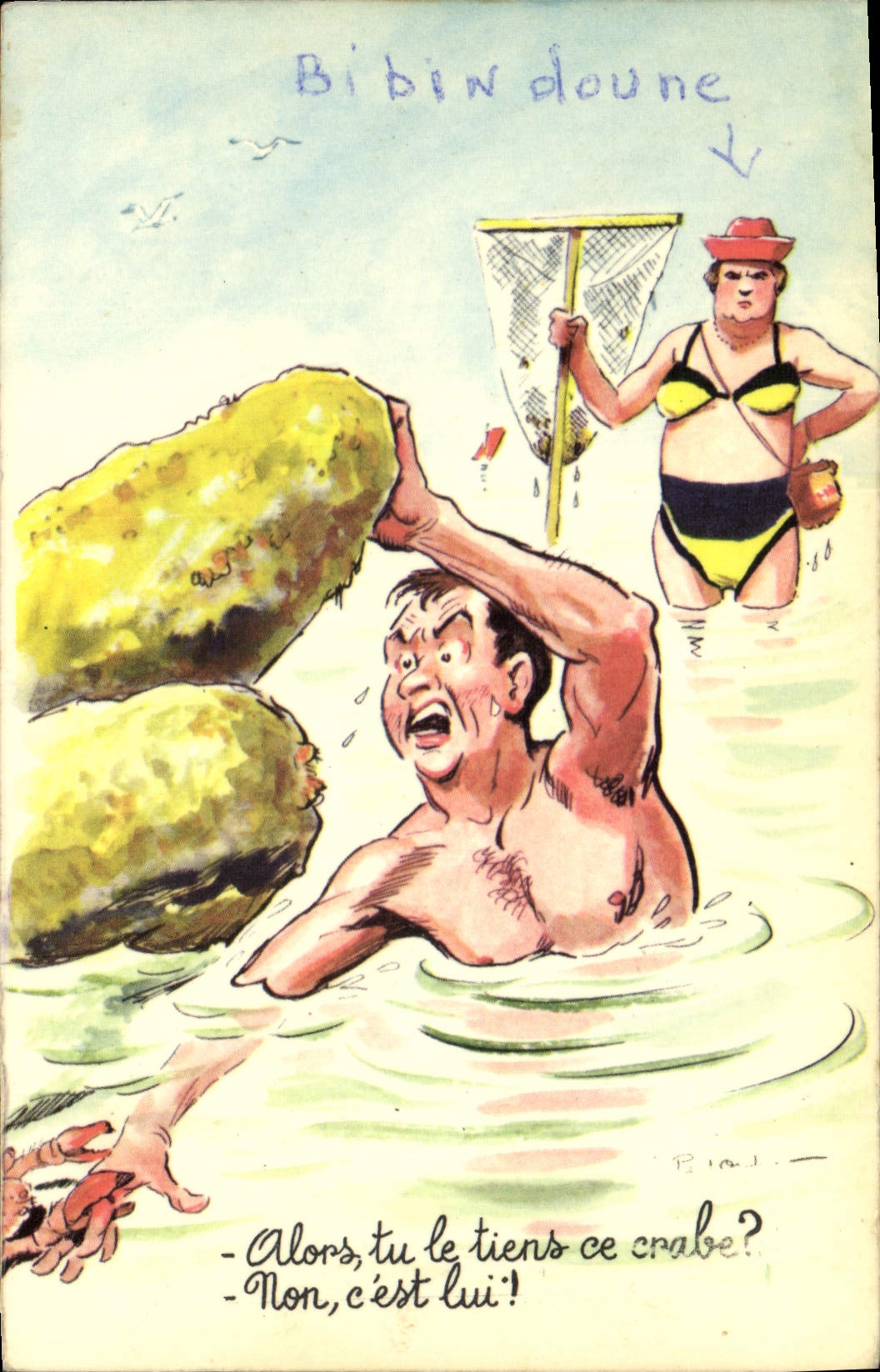 VINTAGE POSTCARD Fantasy Humor Crab