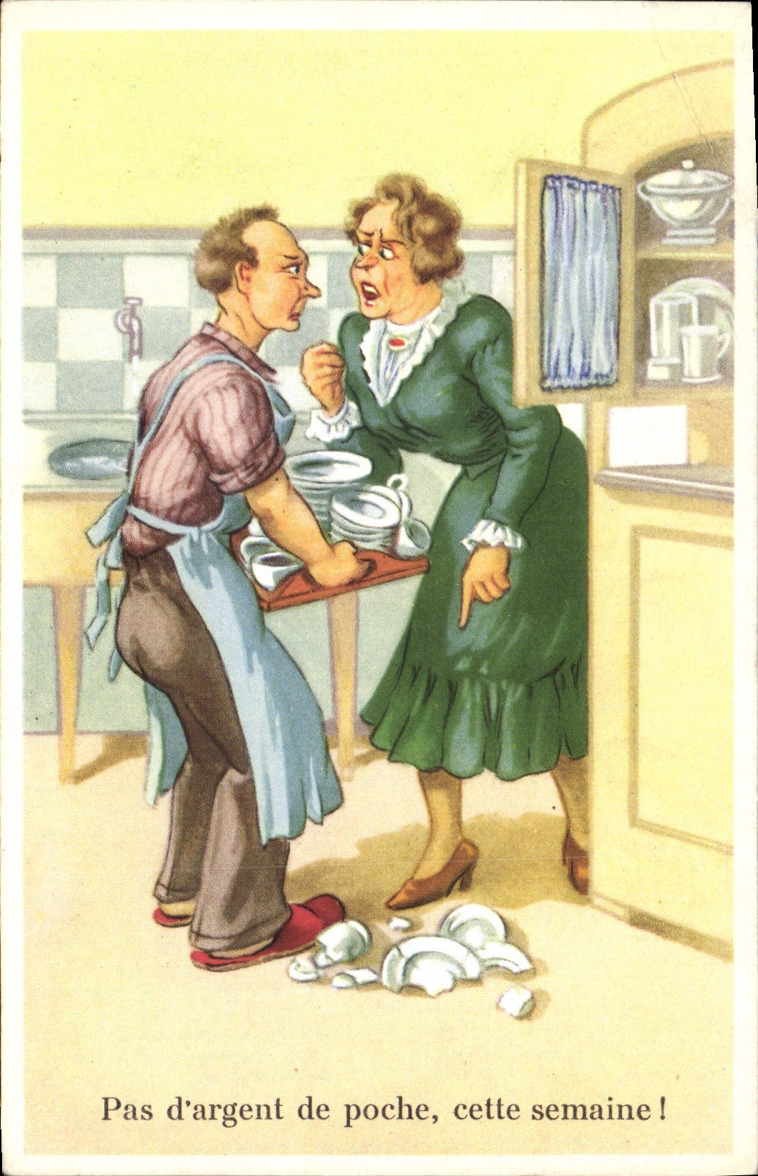 VINTAGE POSTCARD Fantasy Humor No pocket money