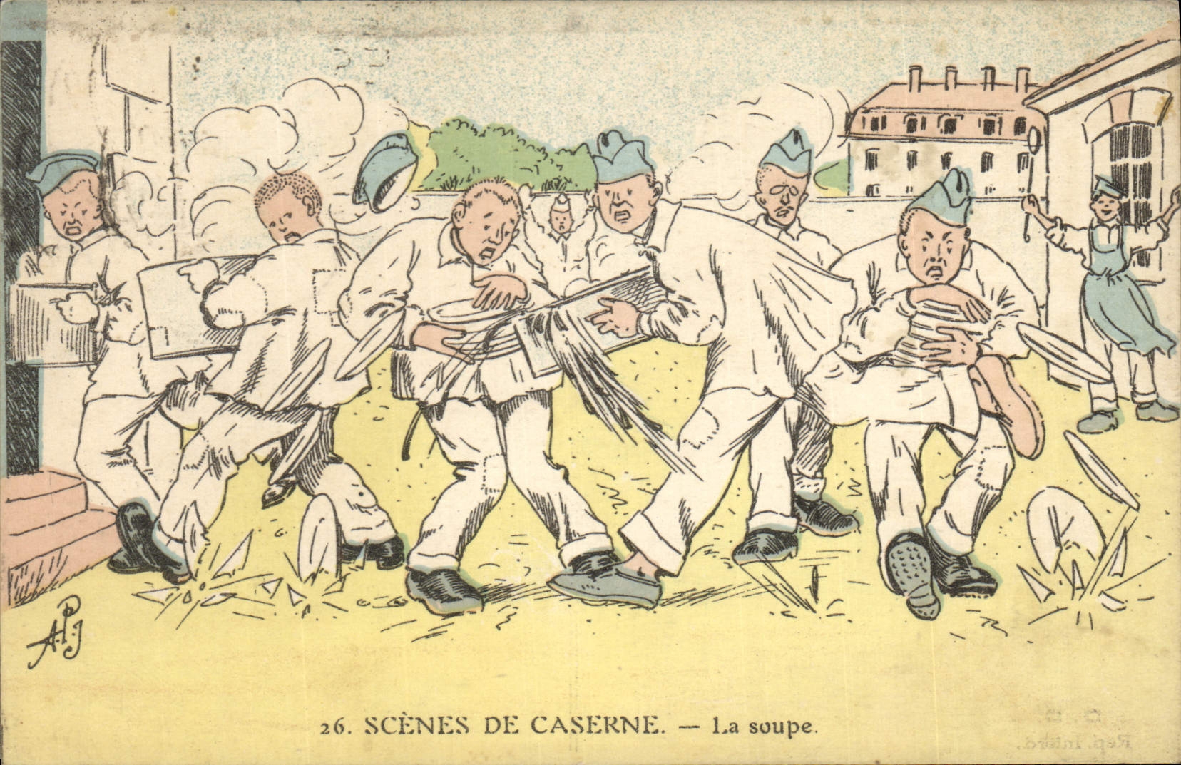 CPA Fantaisie Militaria la soupe