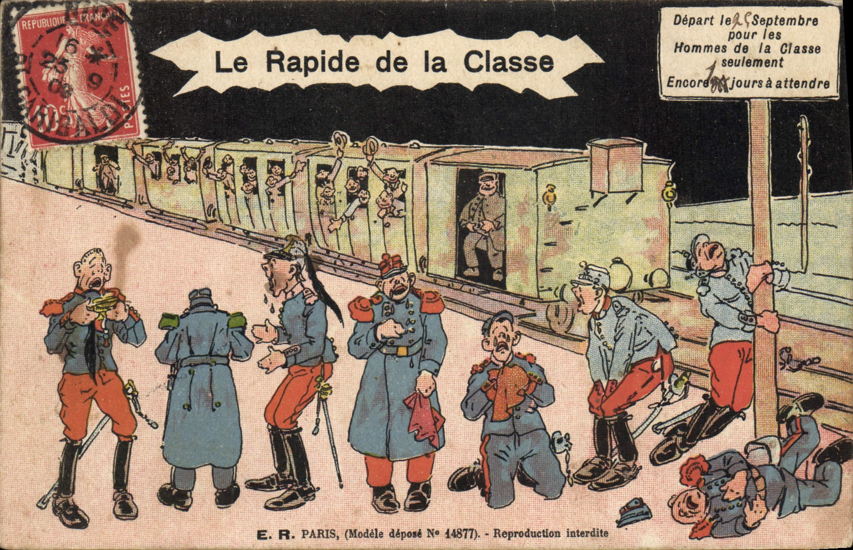 CPA Fantaisie Militaria Train Le rapide de la calsse 