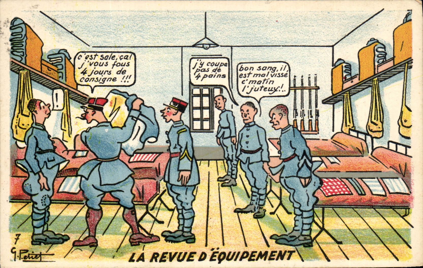 CPA Fantaisie Militaria La revue d'equipement
