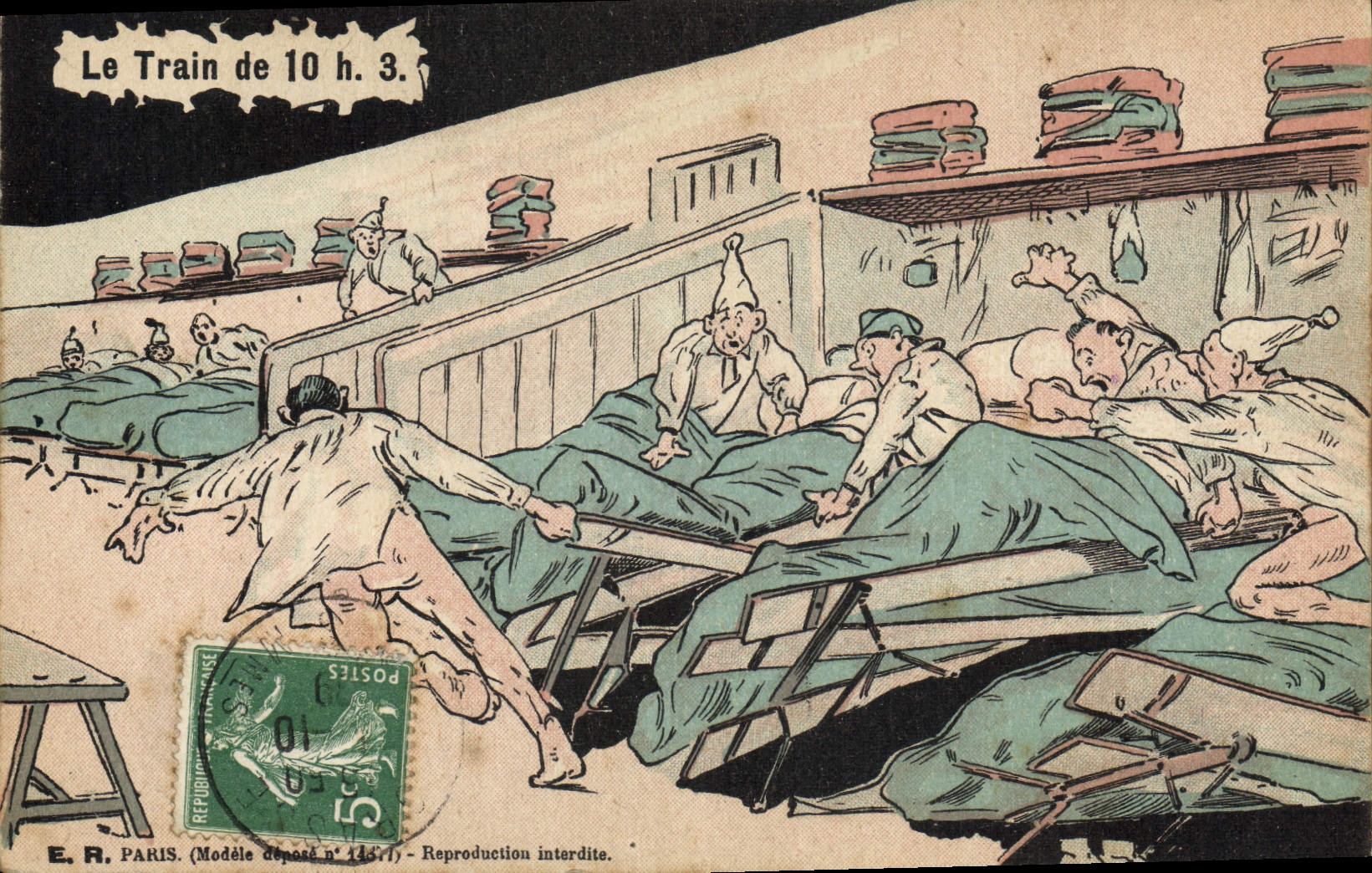CPA Fantaisie Militaria Le train de 10h3