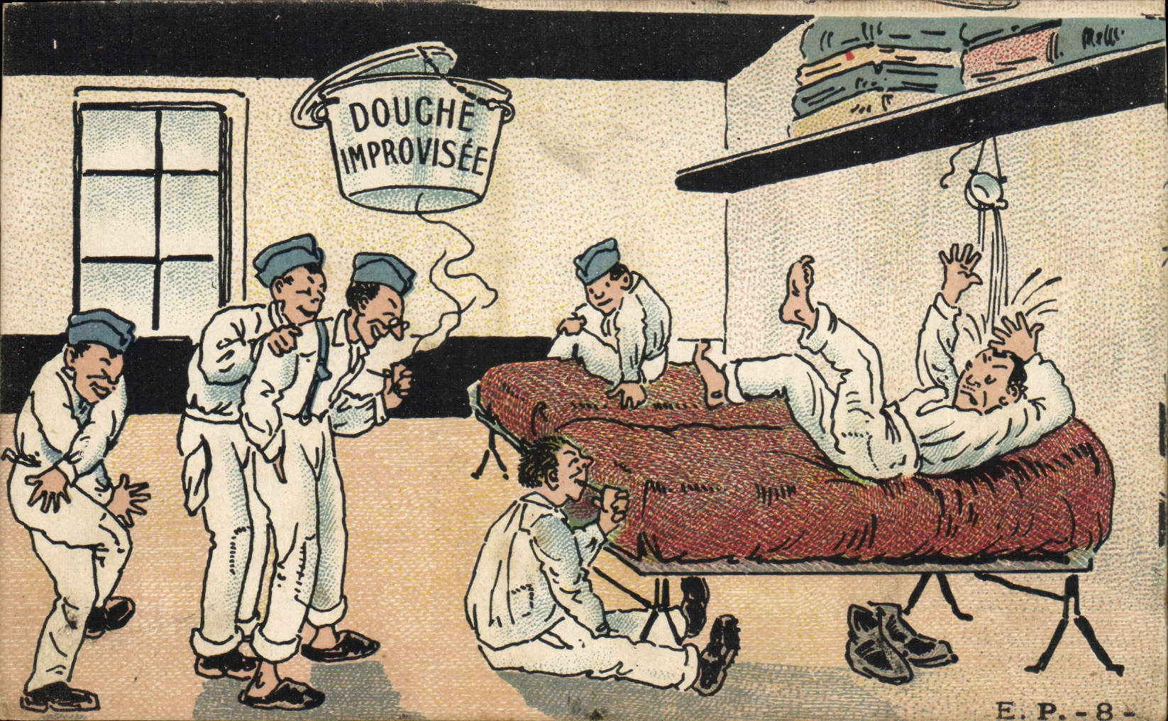 VINTAGE POSTCARD Fantasy Militaria impromptu Shower