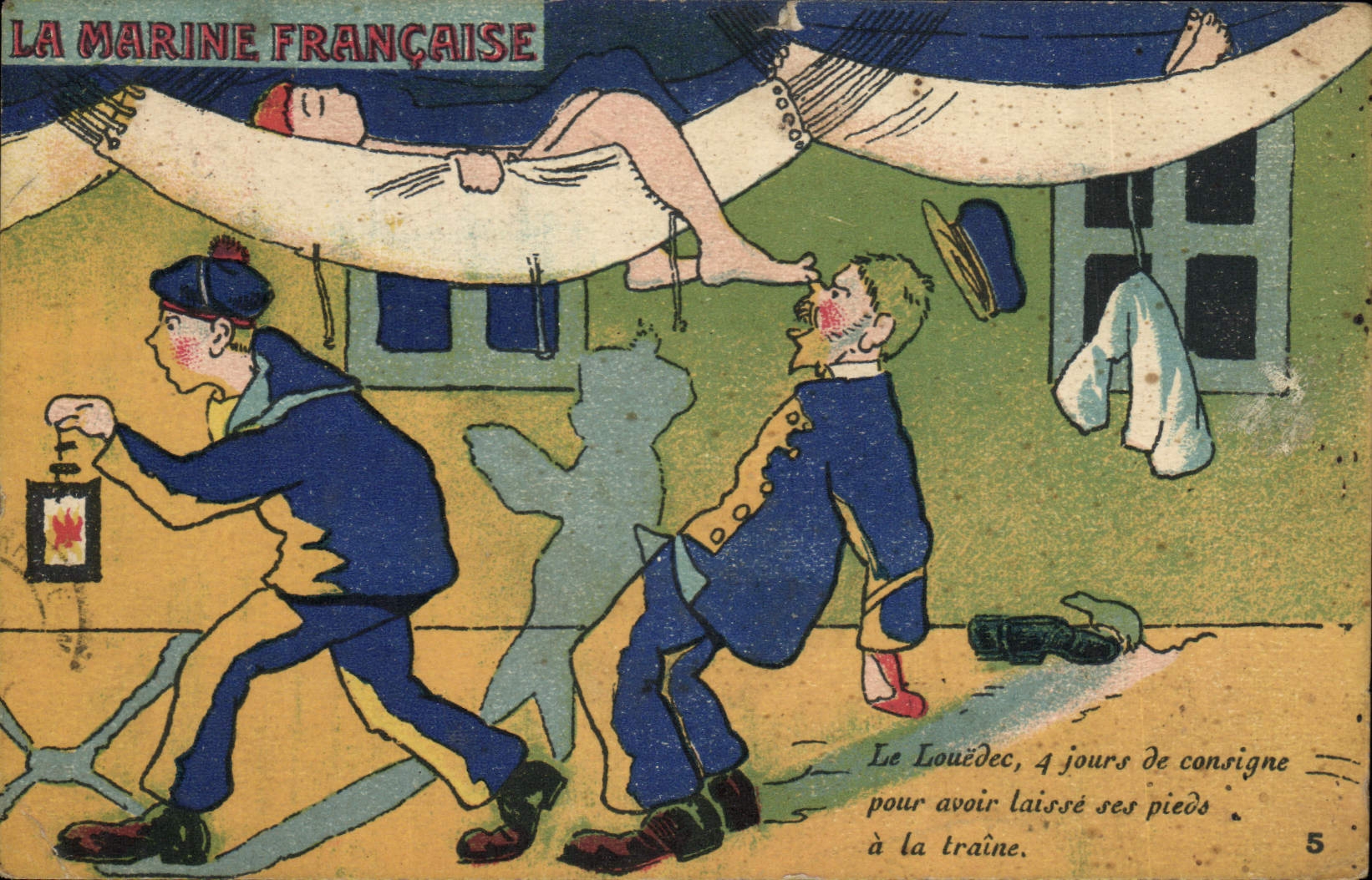 VINTAGE POSTCARD Militaria Fantasy French navy Louedes