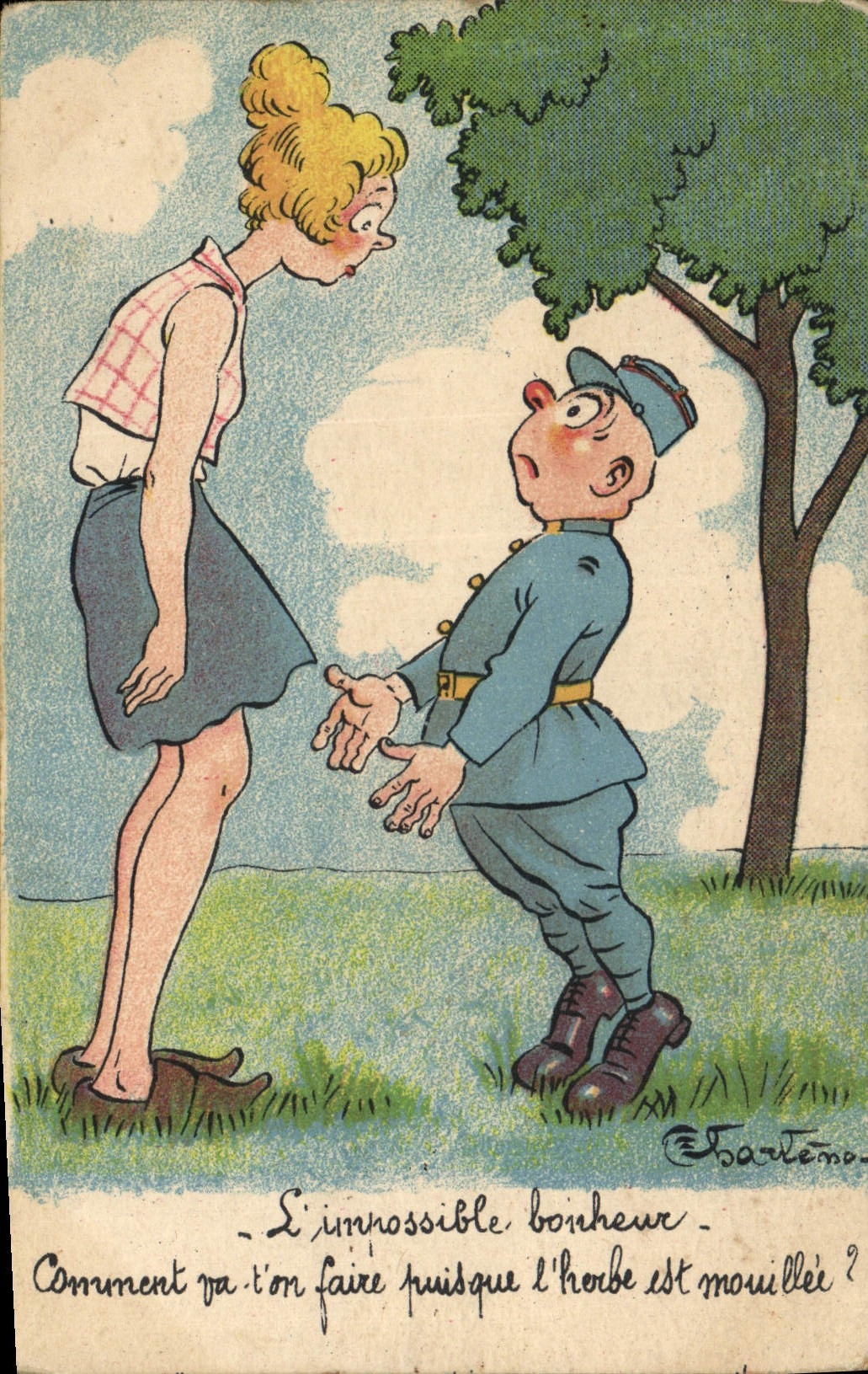 CPA Fantaisie Militaria L'impossible bonheur