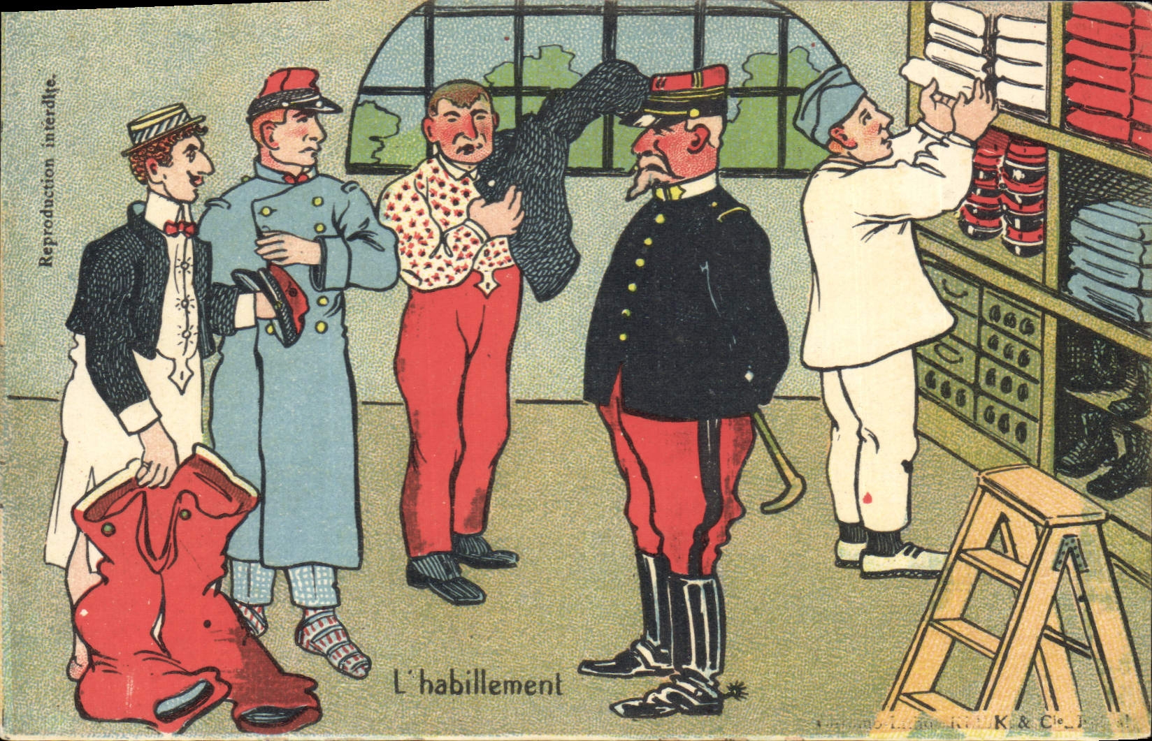 CPA Fantaisie Militaria L'habillement 