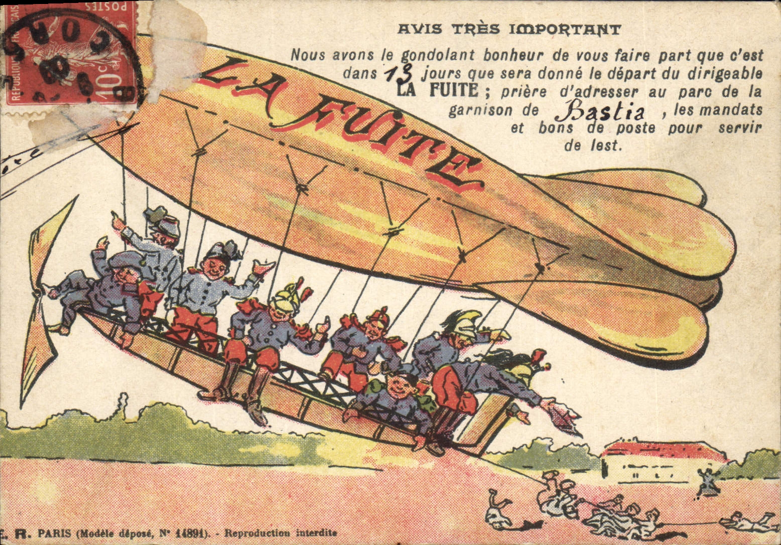 CPA Fantaisie Militaria Zeppelin Dirigeanle La fuite 