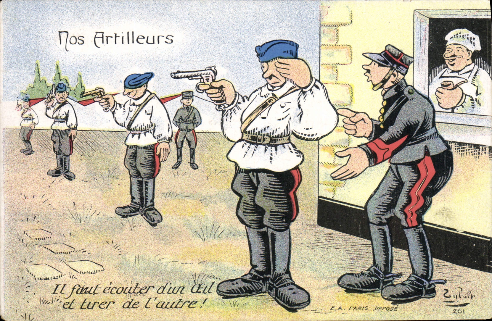 VINTAGE POSTCARD Militaria Fantasy Our artillerists