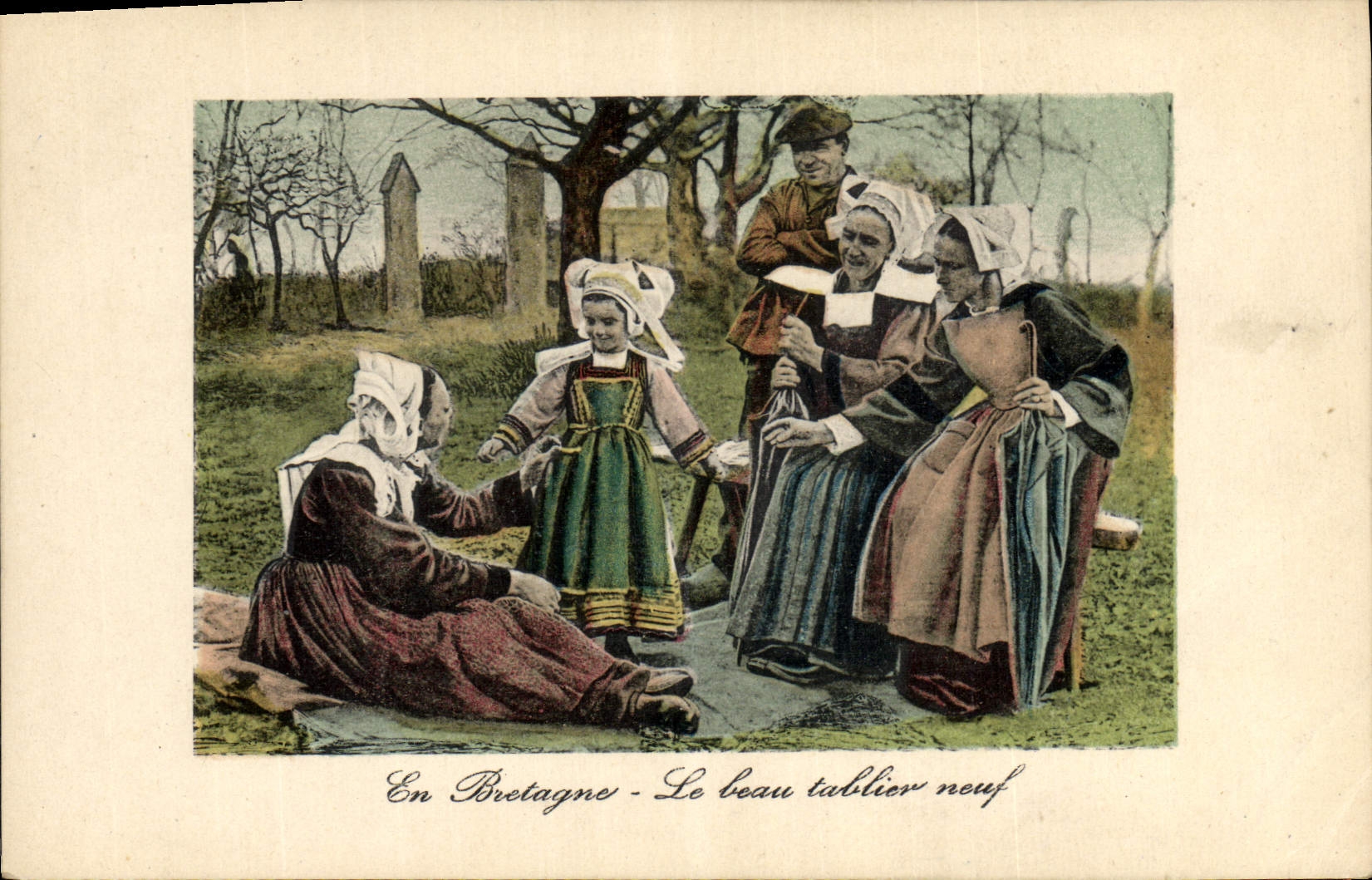 CPA Folklore Bretagne Le beau tablier neuf