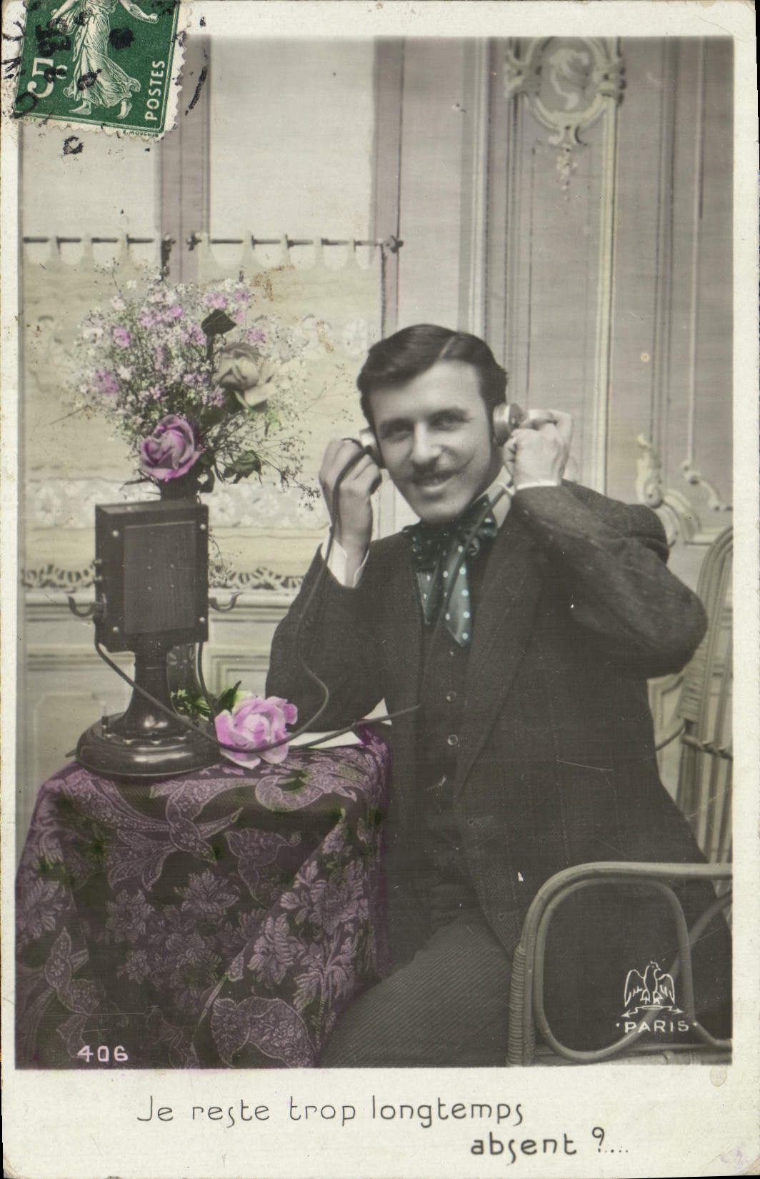 CPA Fantaisie Telephone Homme