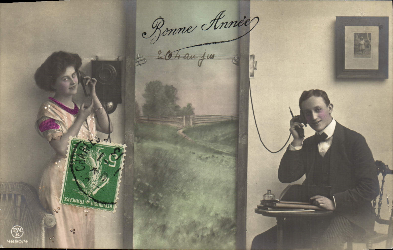 CPA Fantaisie Telephone Femme 