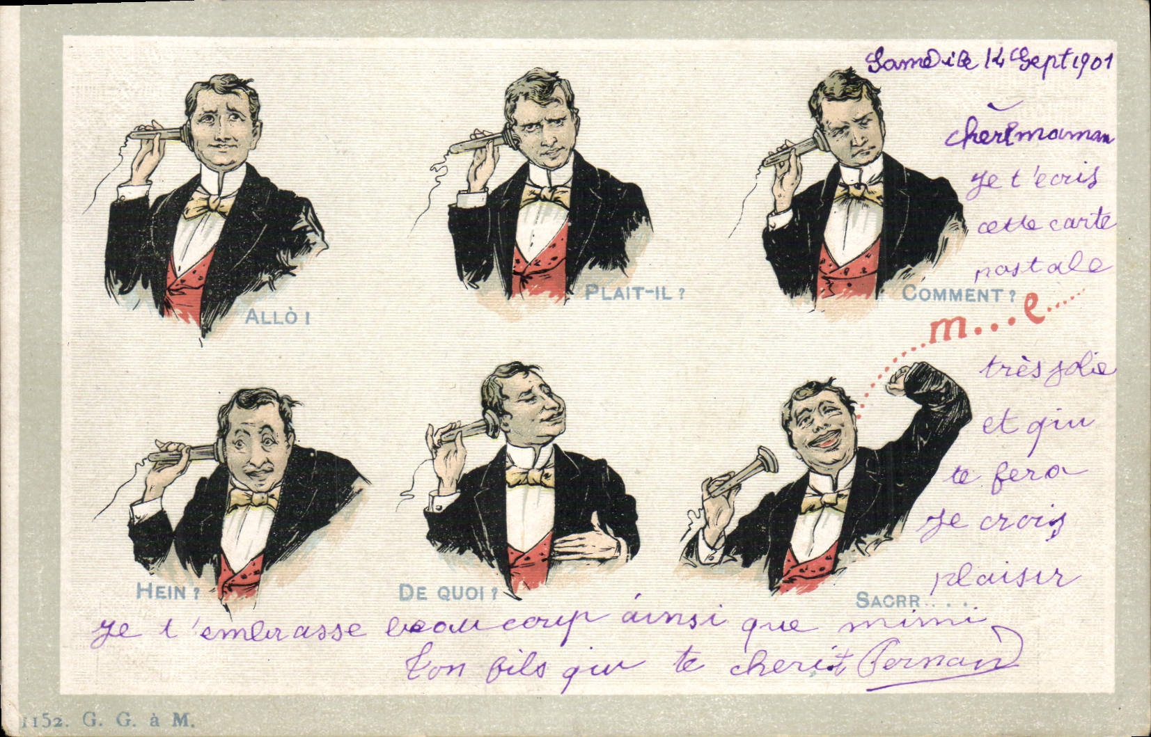 CPA Fantaisie Telephone Homme