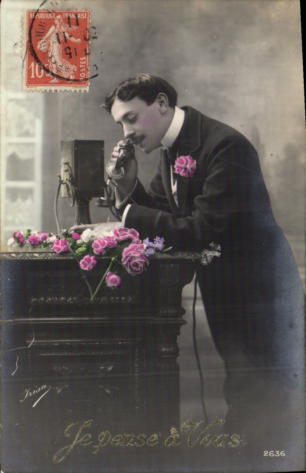 CPA Fantaisie Telephone Homme 