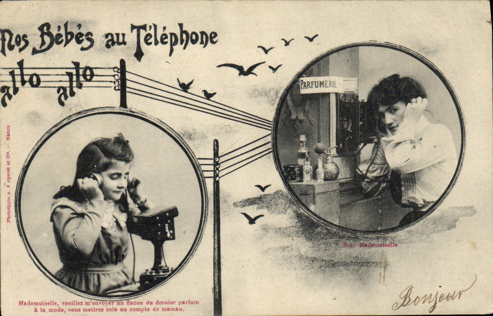 CPA Fantaisie Telephone Nos bebes au telephone 