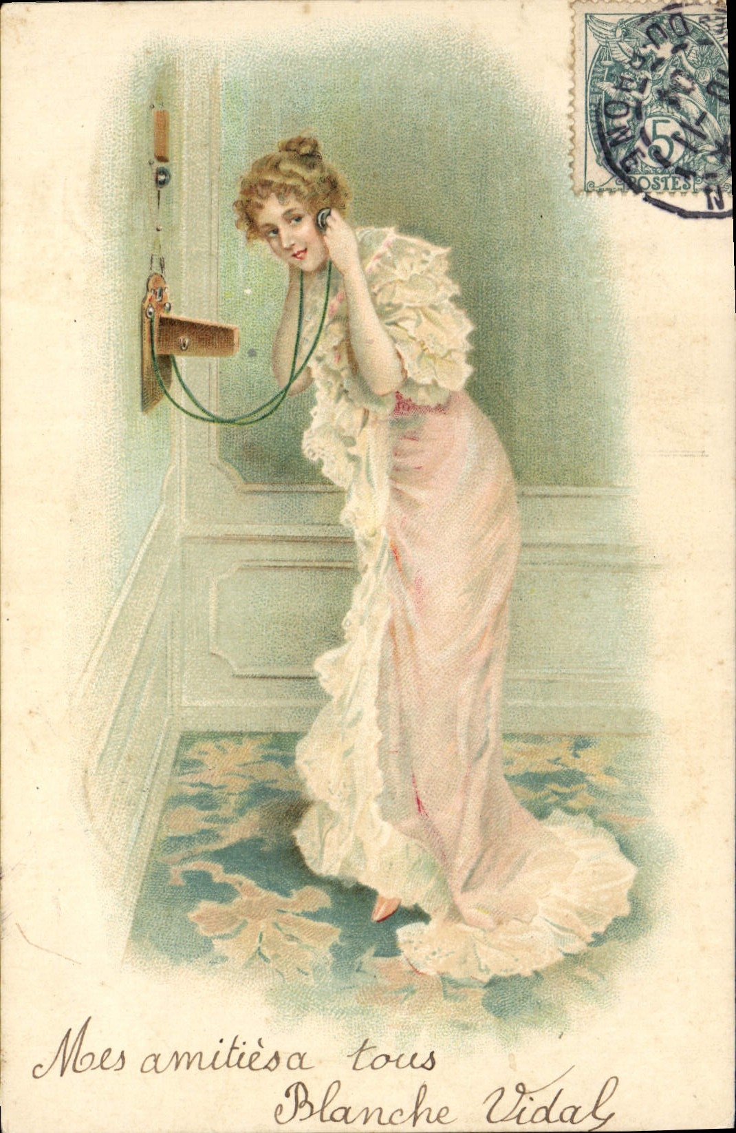 CPA Fantaisie Telephone Femme 