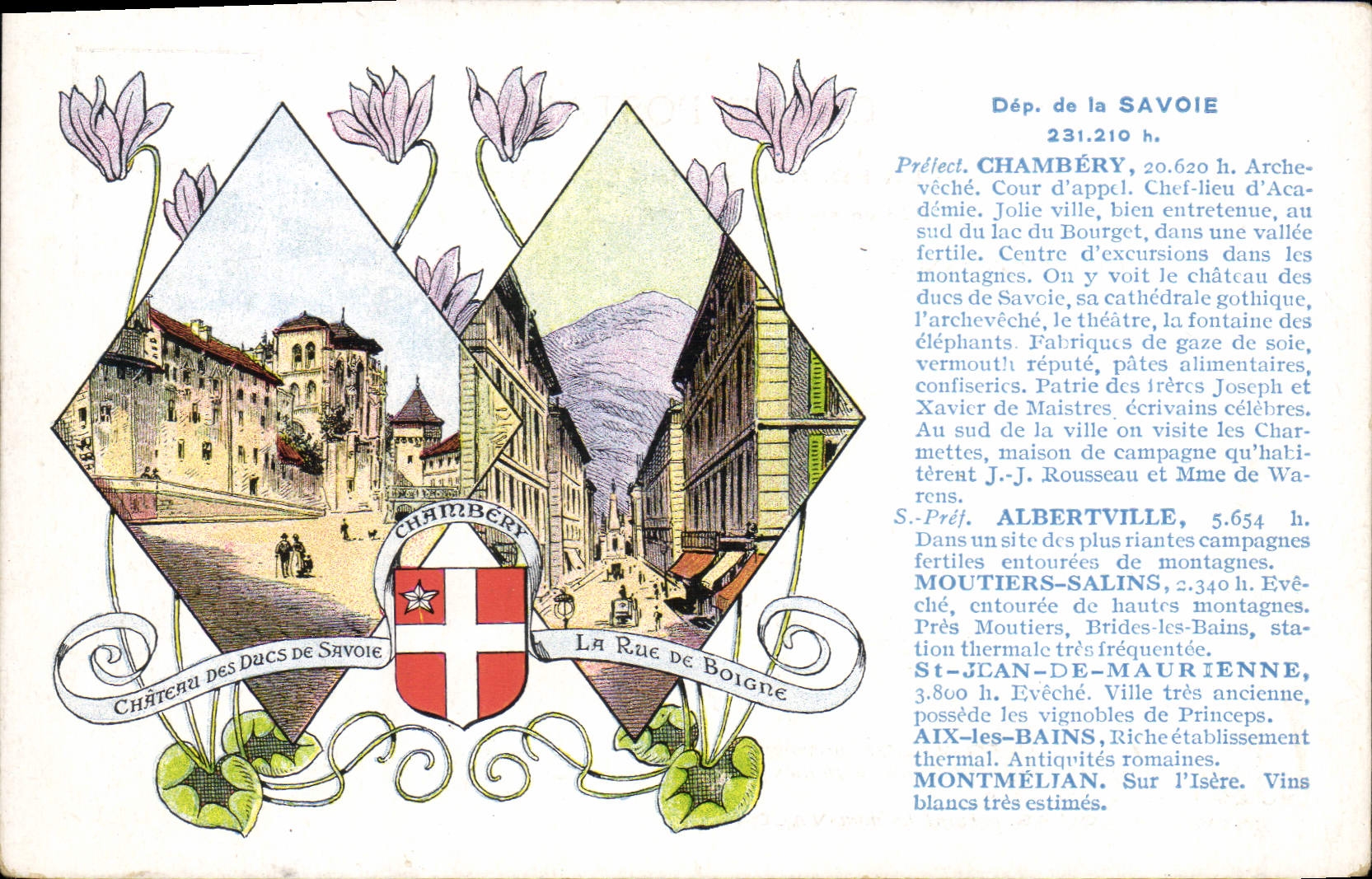 VINTAGE POSTCARD Savoy Chambéry