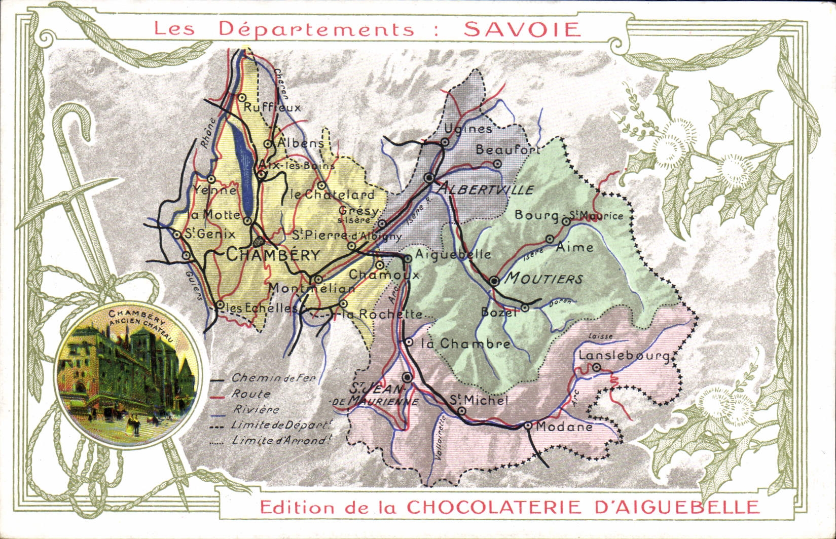CPA Carte geographique Chocolaterie d'Aiguebelle Savoie 
