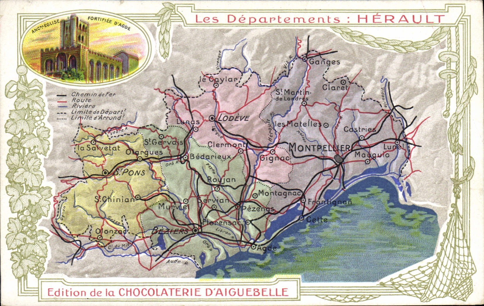 CPA Carte geographique Chocolaterie d'Aiguebelle Herault