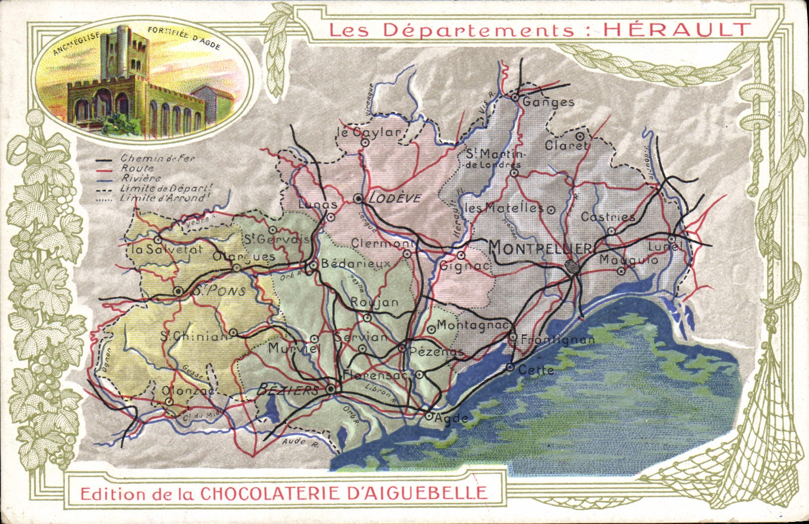 CPA Carte geographique Chocolaterie d'Aiguebelle Herault