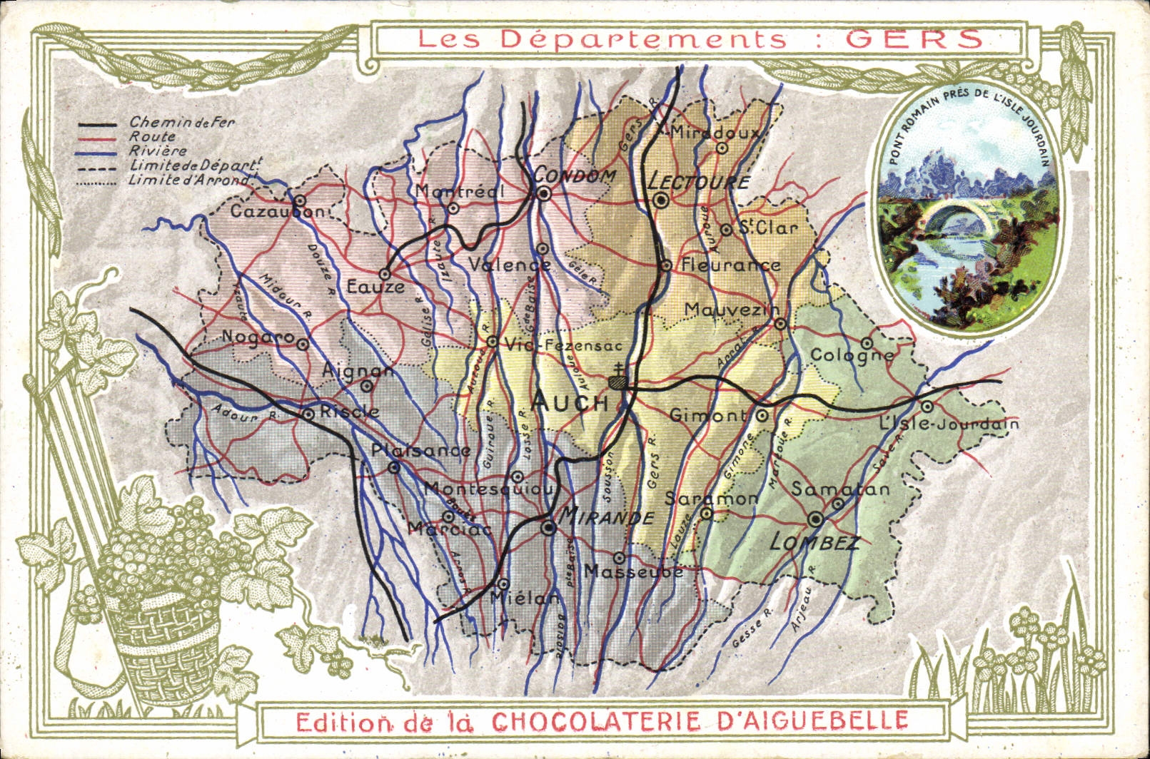 CPA Carte geographique Chocolaterie d'Aiguebelle Gers