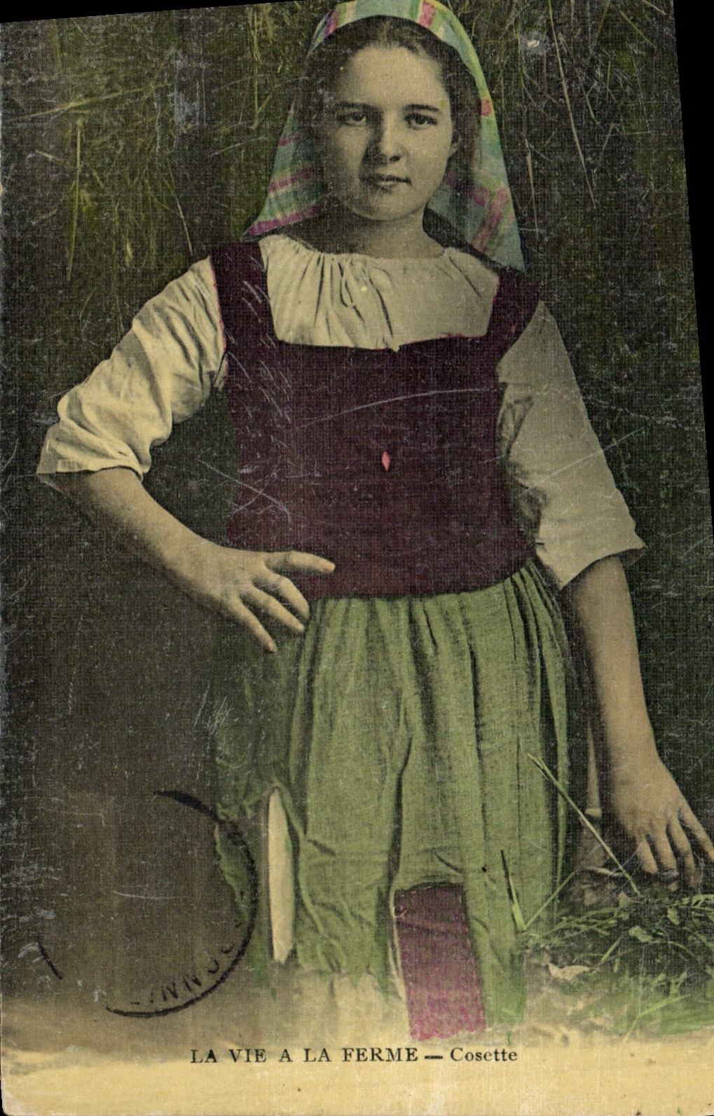 CPA Folklore La vie a la ferme Cosette (carte toilee)