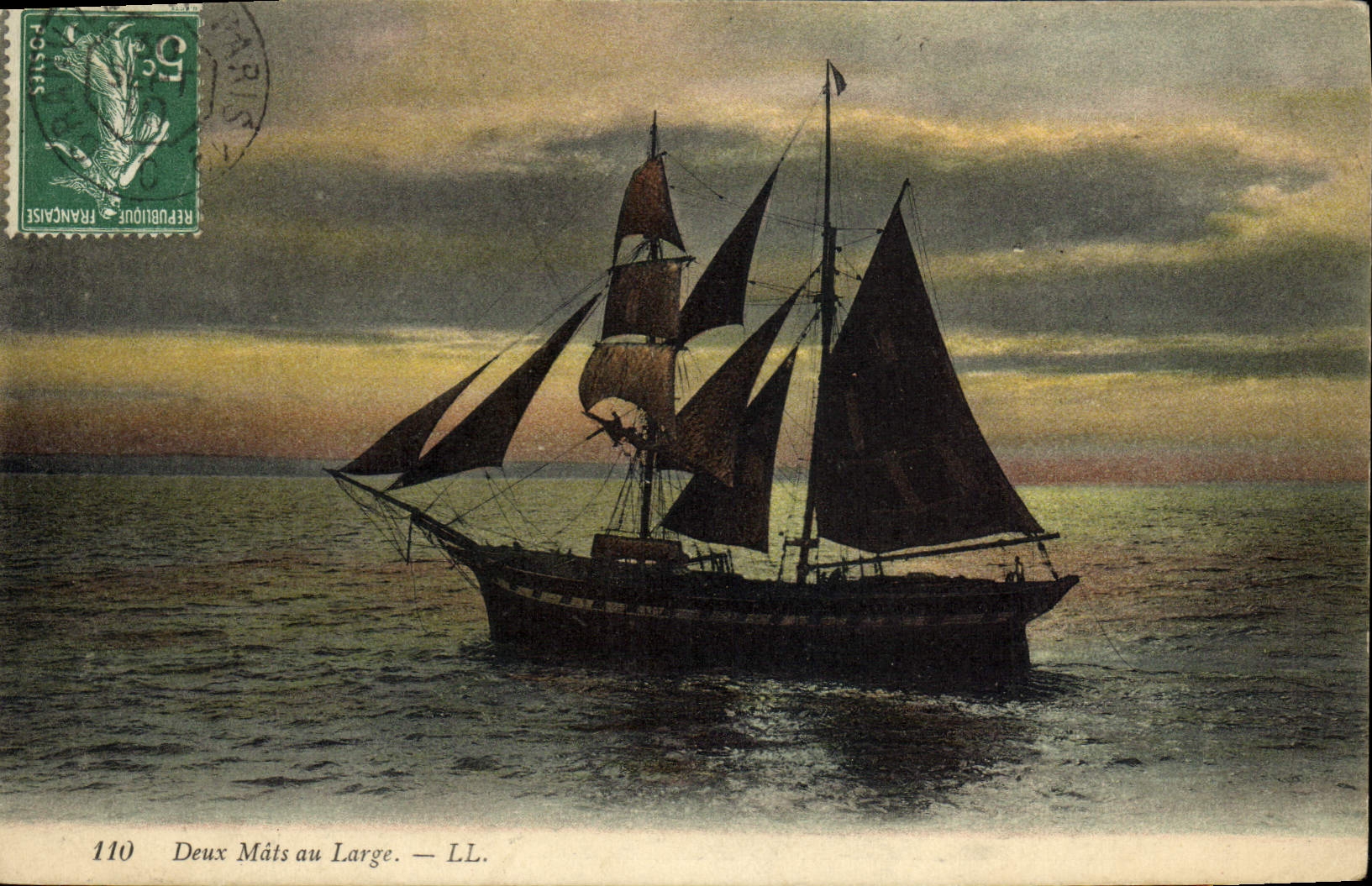 VINTAGE POSTCARD Boat Two chechmates with the broad one