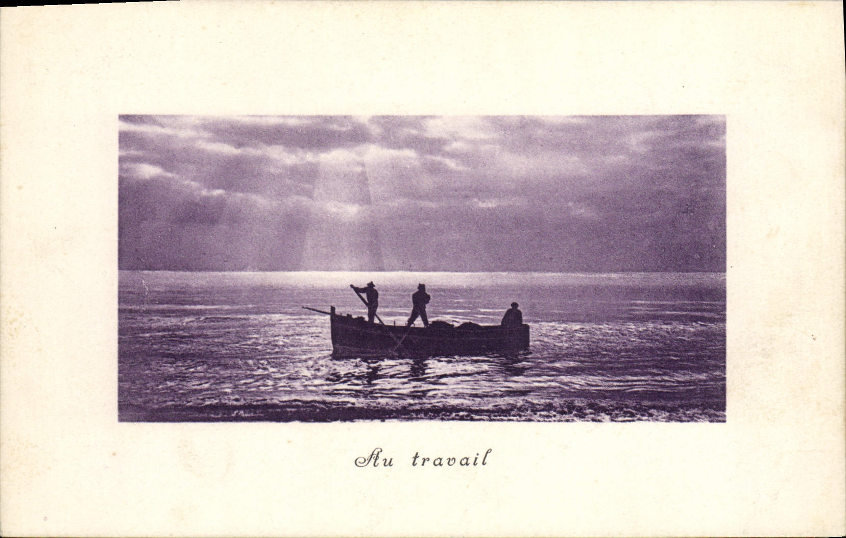 VINTAGE POSTCARD Boat With work