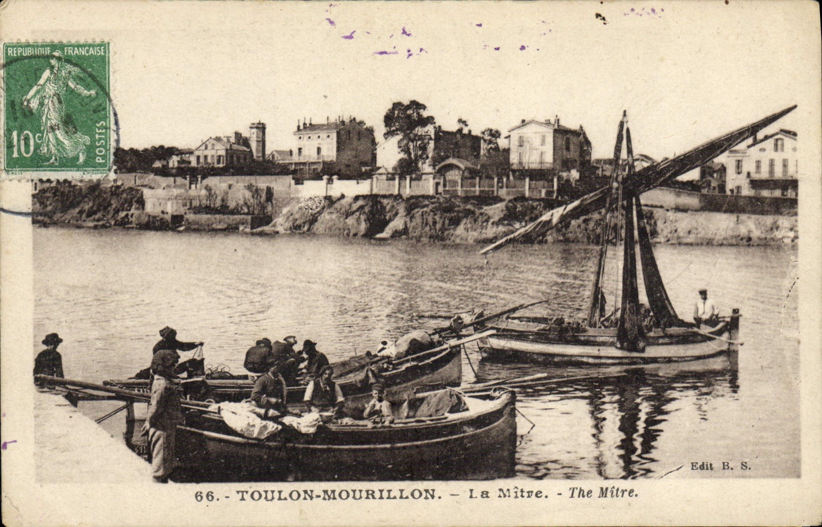 VINTAGE POSTCARD Boat Toulon Mourillon the miter