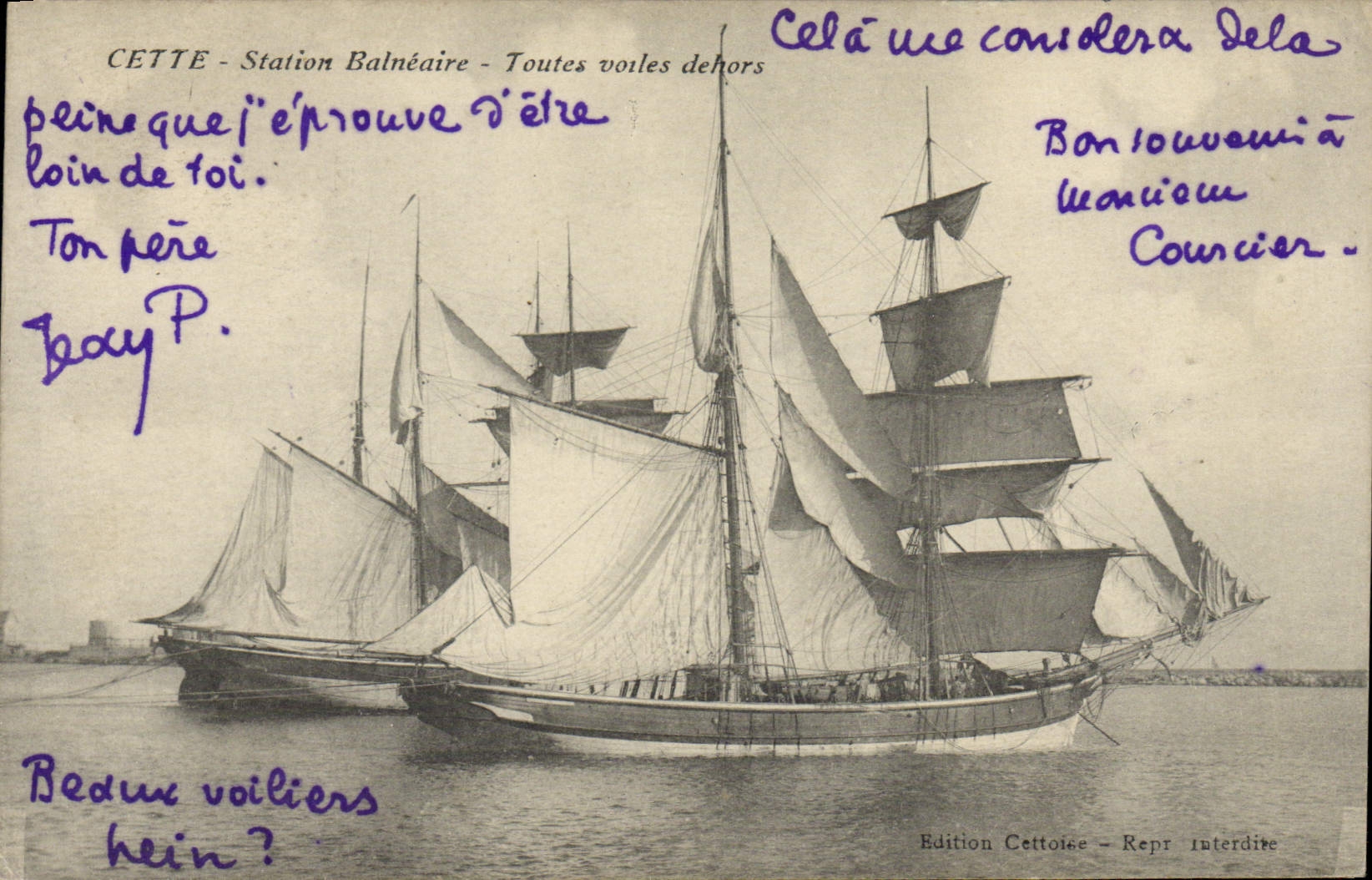 CPA Bateau Cette Station balneaire Toutes voiles dehors 