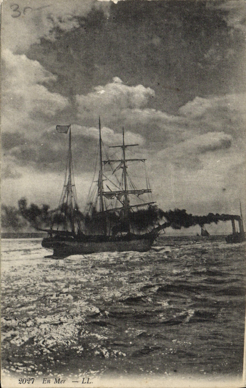 VINTAGE POSTCARD Boat At sea