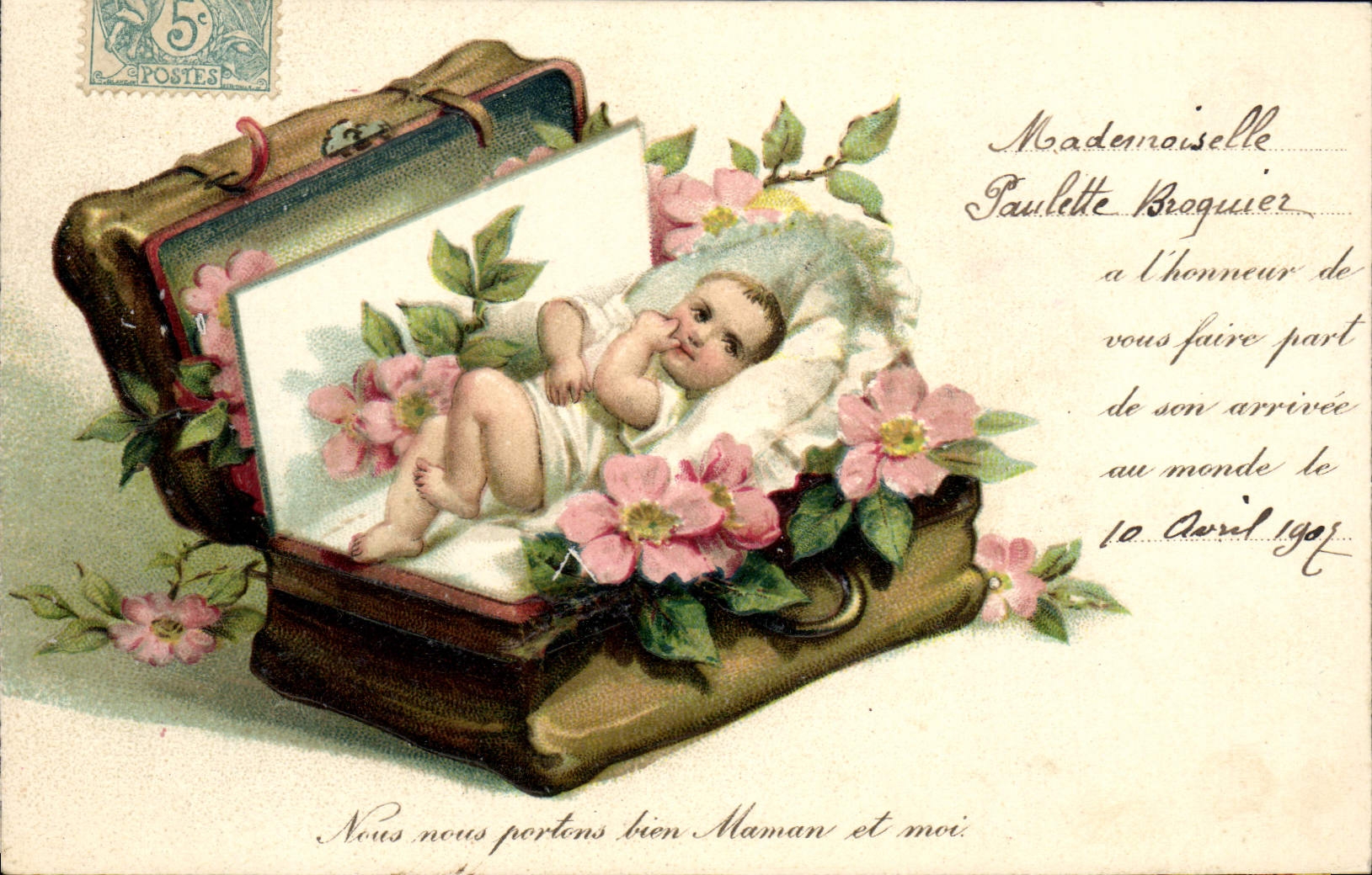 VINTAGE POSTCARD Fantasy Child Baby Paulette Broquier