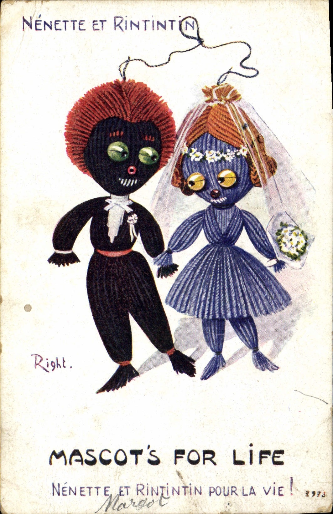 VINTAGE POSTCARD Fantasy Chick and Rintintin