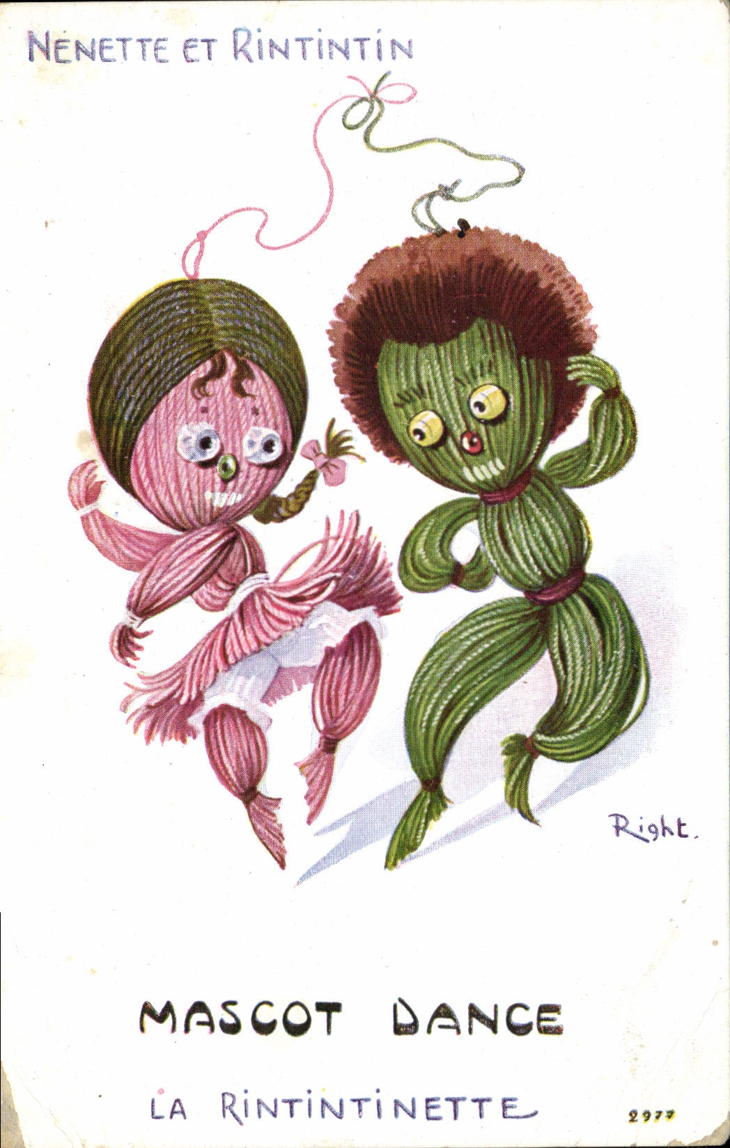 VINTAGE POSTCARD Fantasy Chick and Rintintin Right