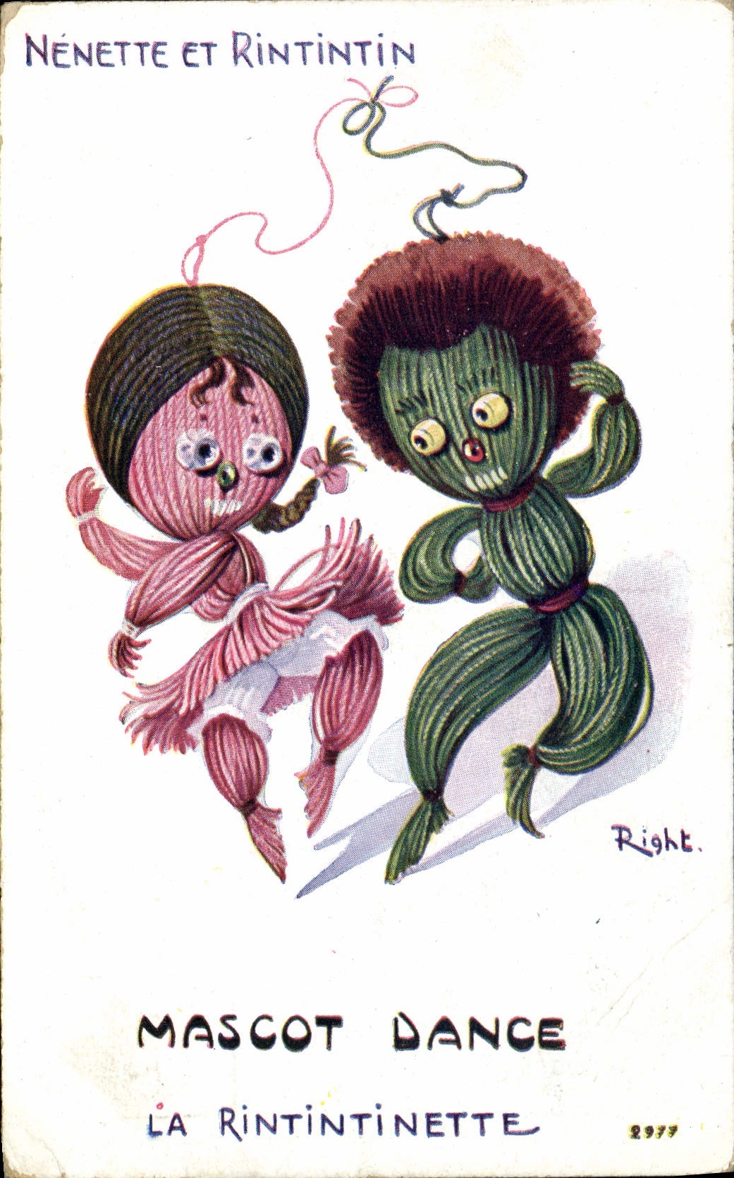 VINTAGE POSTCARD Fantasy Chick and Rintintin Rintintinette