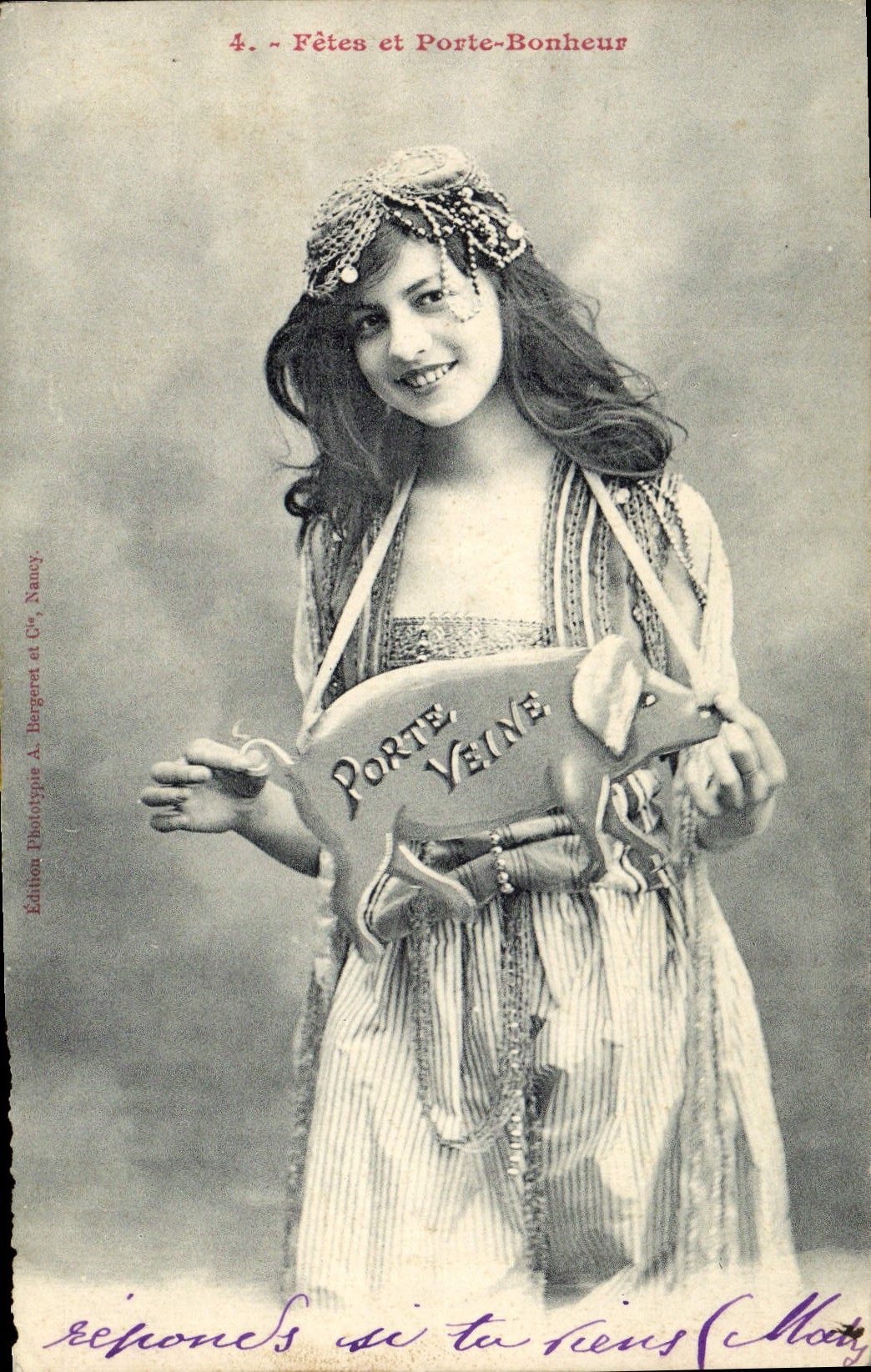 VINTAGE POSTCARD Fantasy Woman Ladle Pig