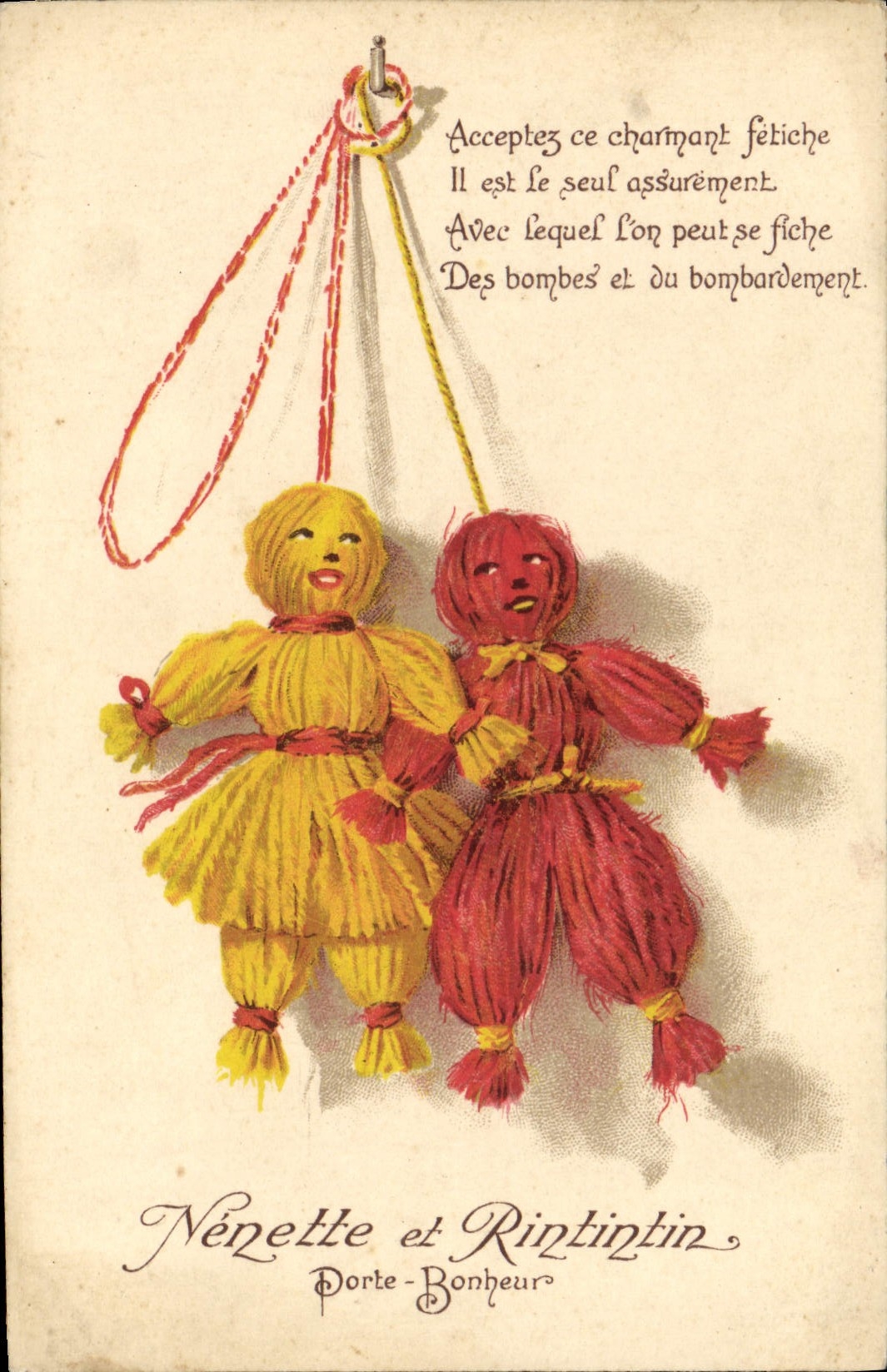 CPA Fantaisie Nenette Rintintin et Radadou Porte Bonheur 