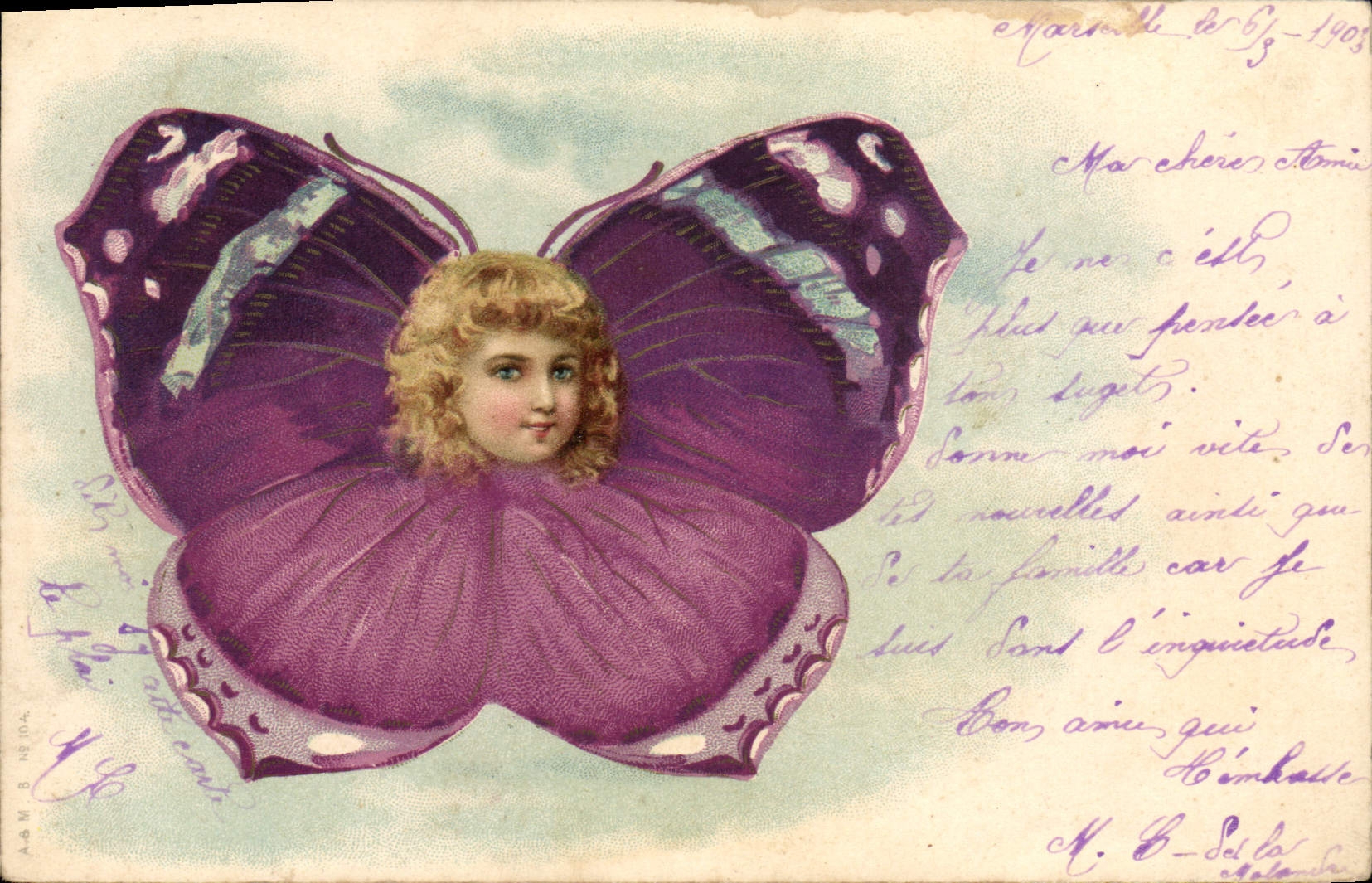 CPA Fantaisie Enfant Papillon 